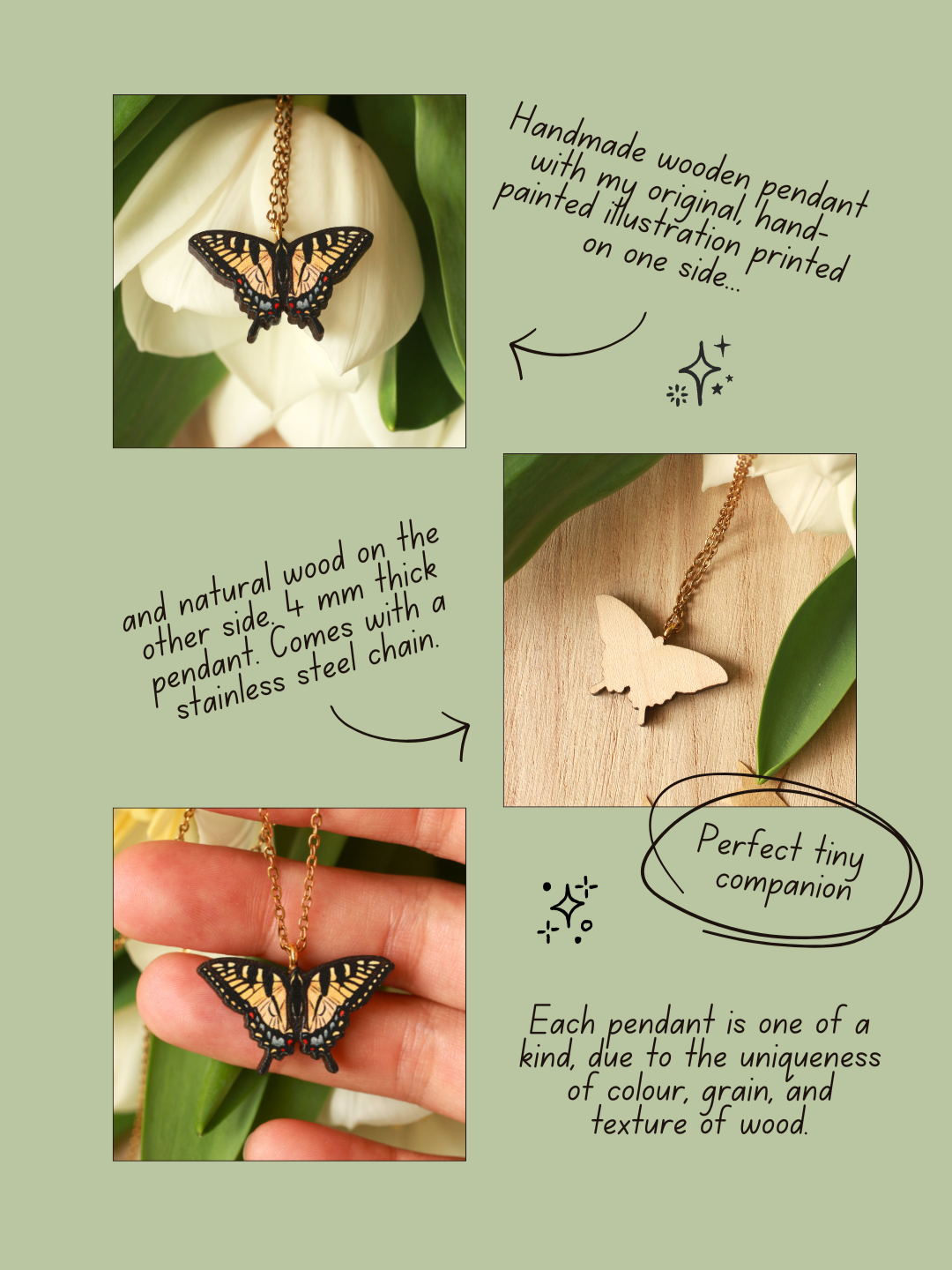 Tiger swallowtail butterfly necklace