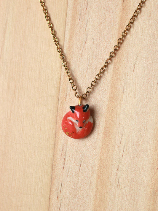 Sleeping Fox necklace in a walnut box