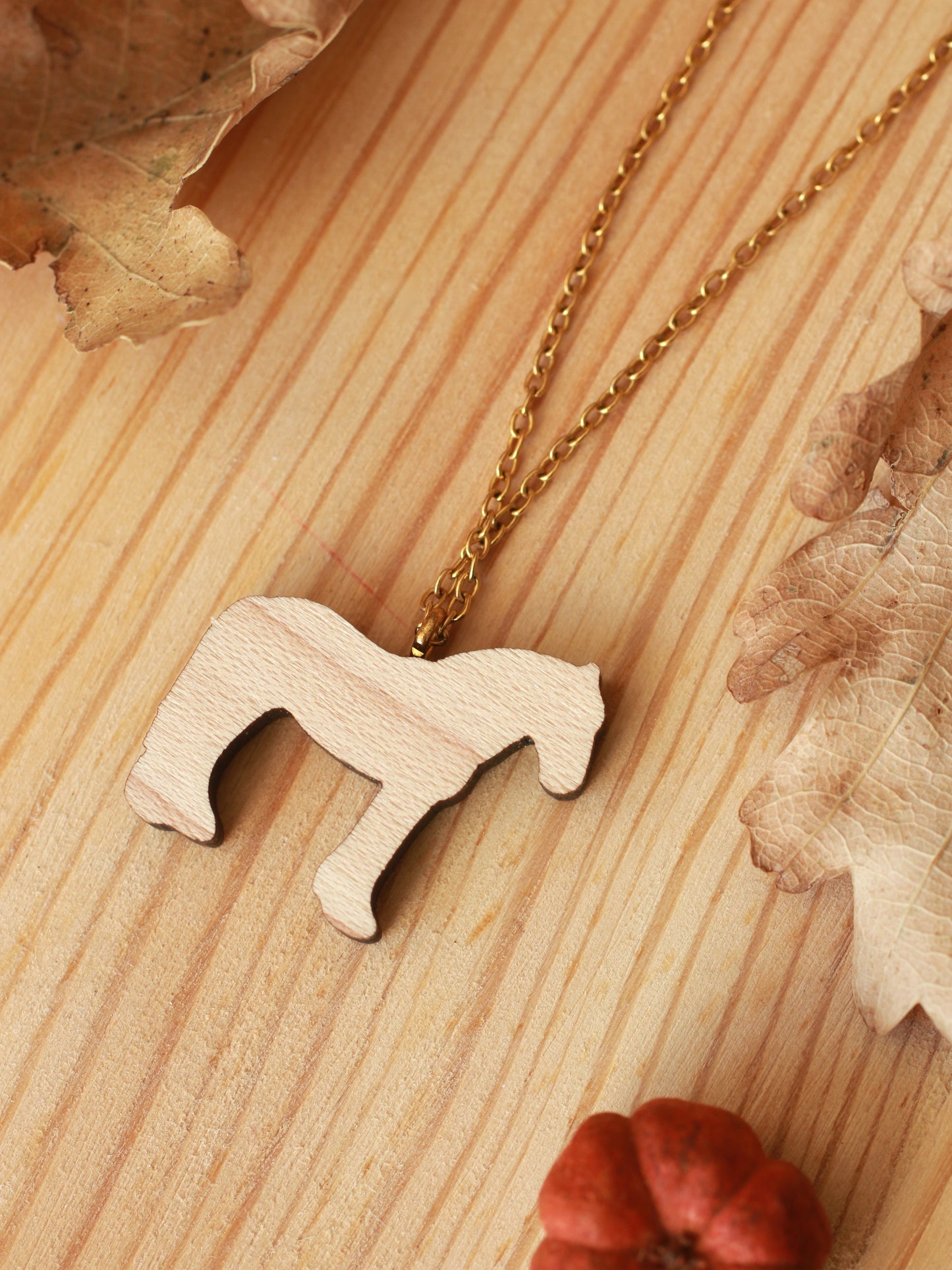 Horse necklace - Wooden Shire horse pendant