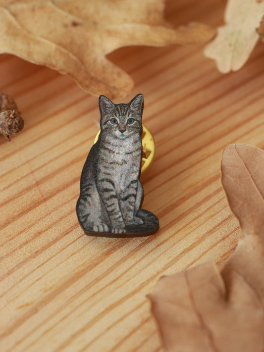 Tabby cat pin