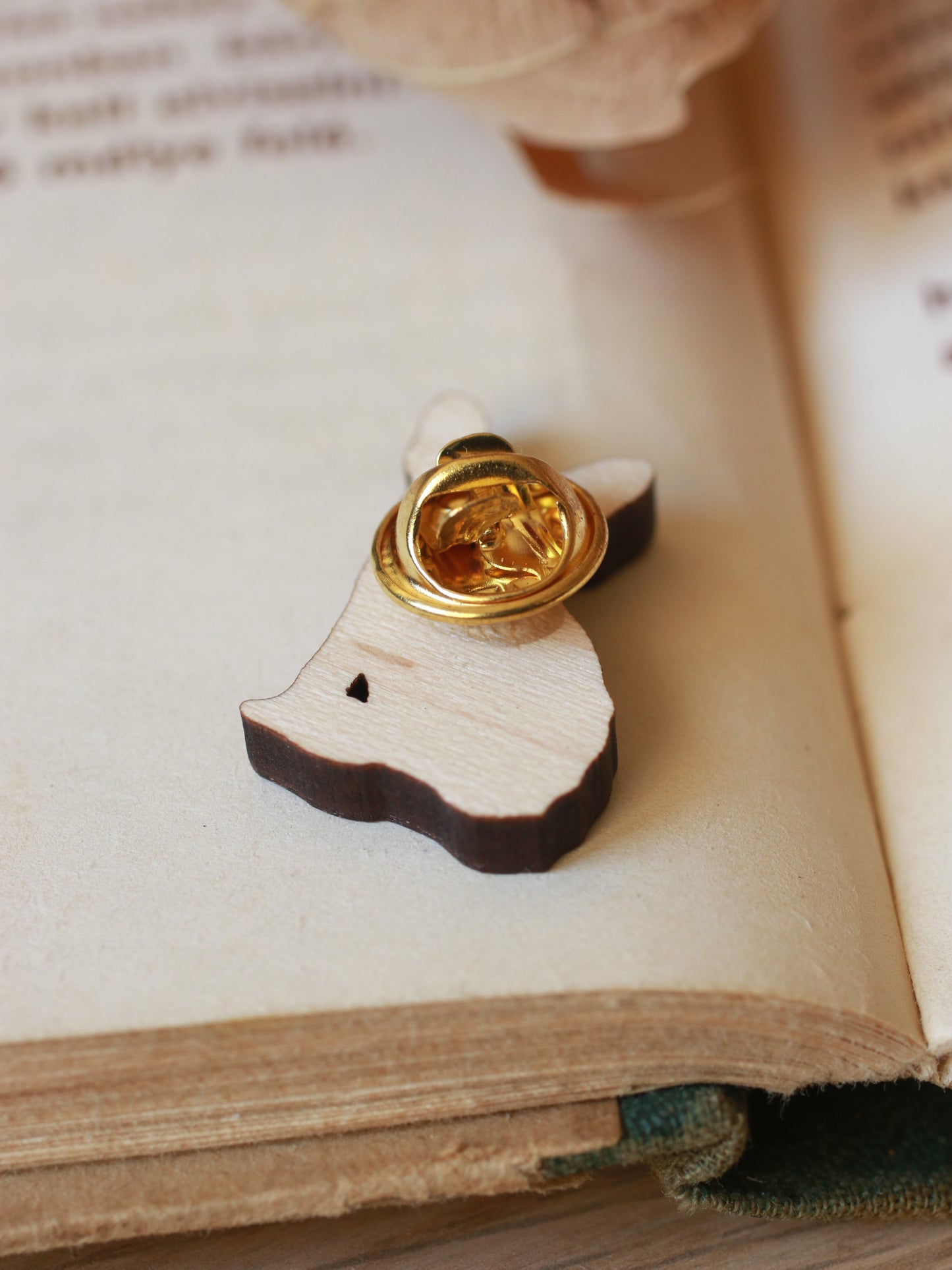 Grey French Bulldog Pin - wooden dog brooch