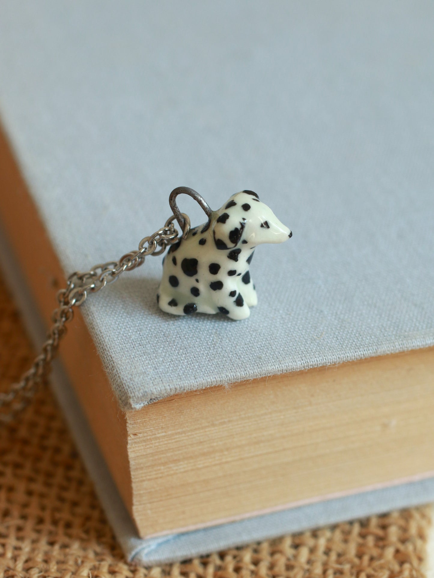 Ceramic dalmatian necklace - dog necklace