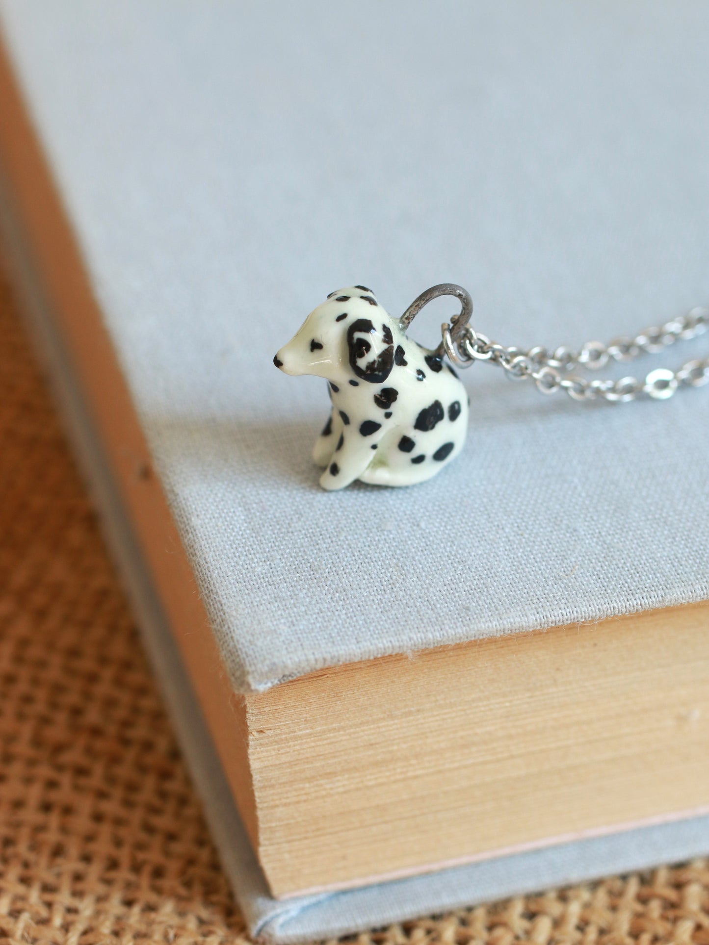 Ceramic dalmatian necklace - dog necklace