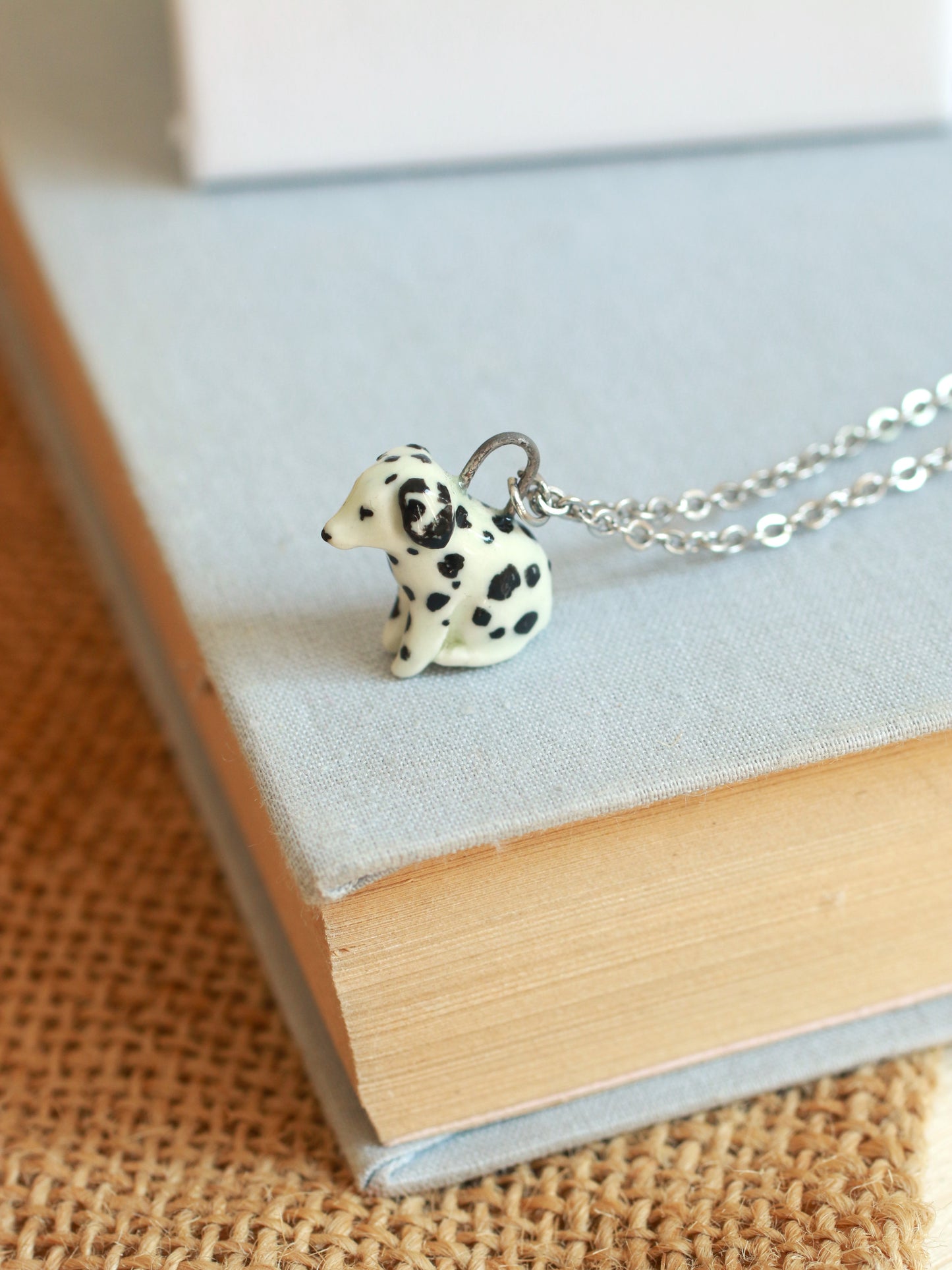 Ceramic dalmatian necklace - dog necklace