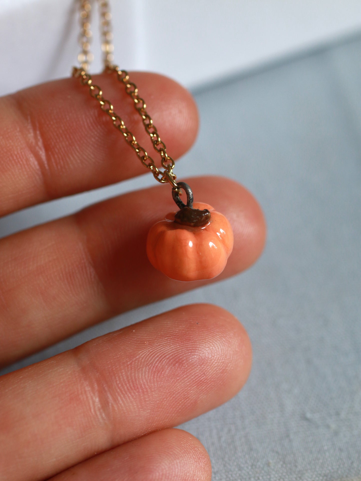 Ceramic pumpkin necklace