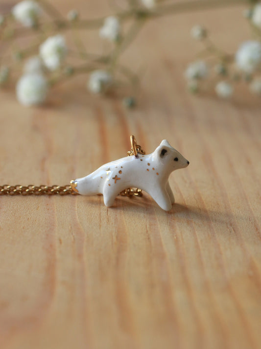 Starry arctic fox necklace