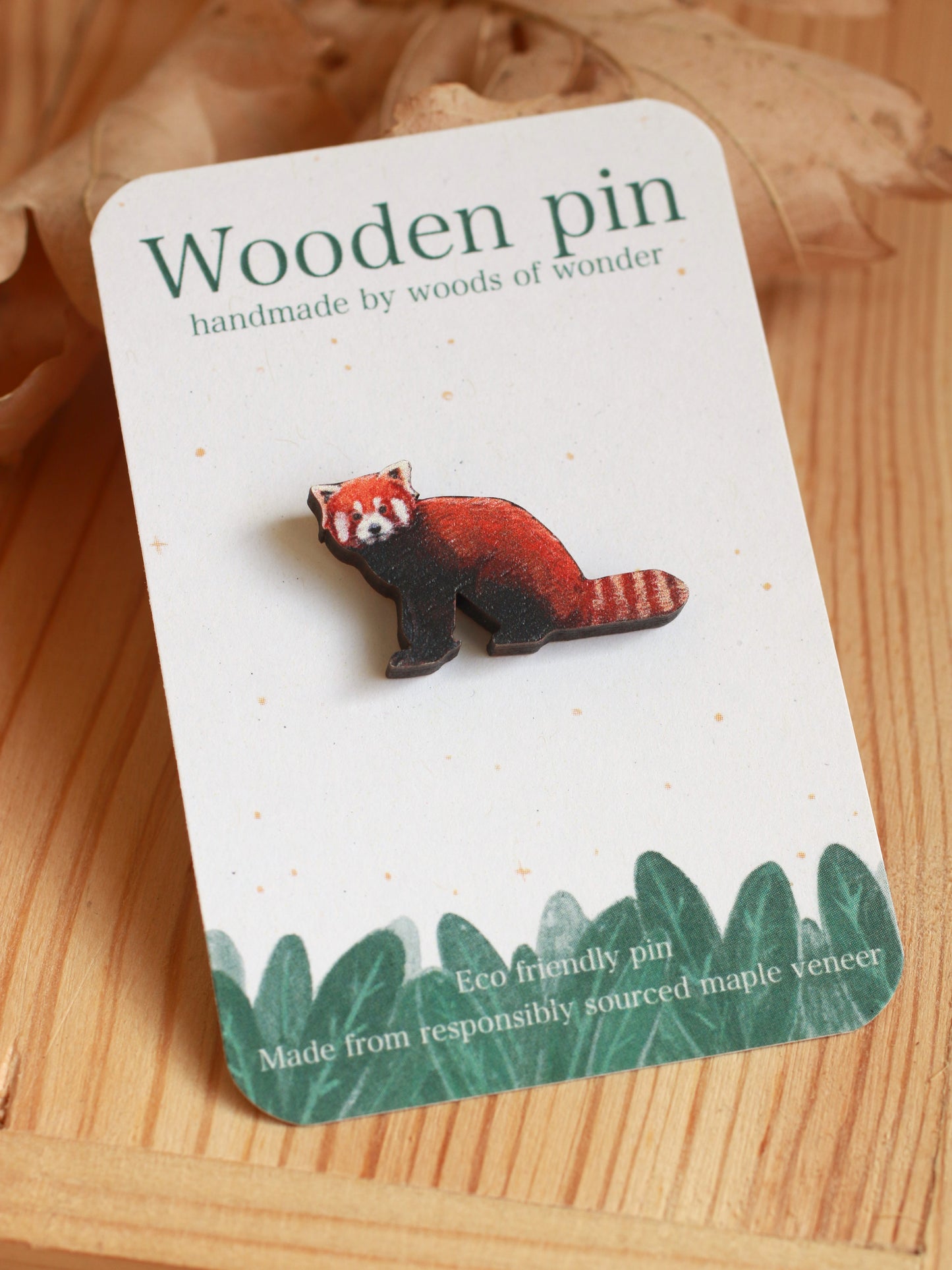 Red panda pin - wooden pin