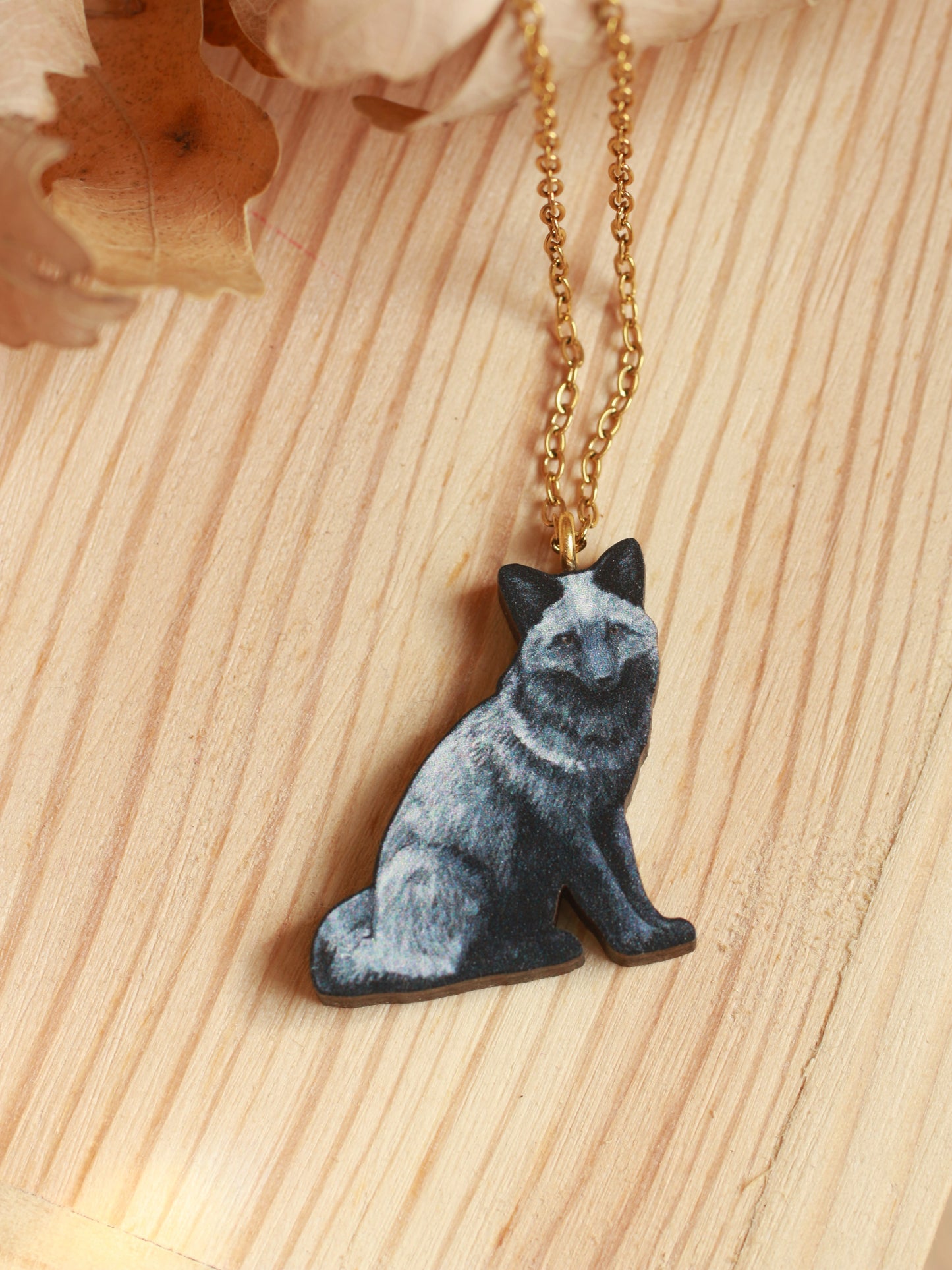 Silver fox necklace - black fox pendant