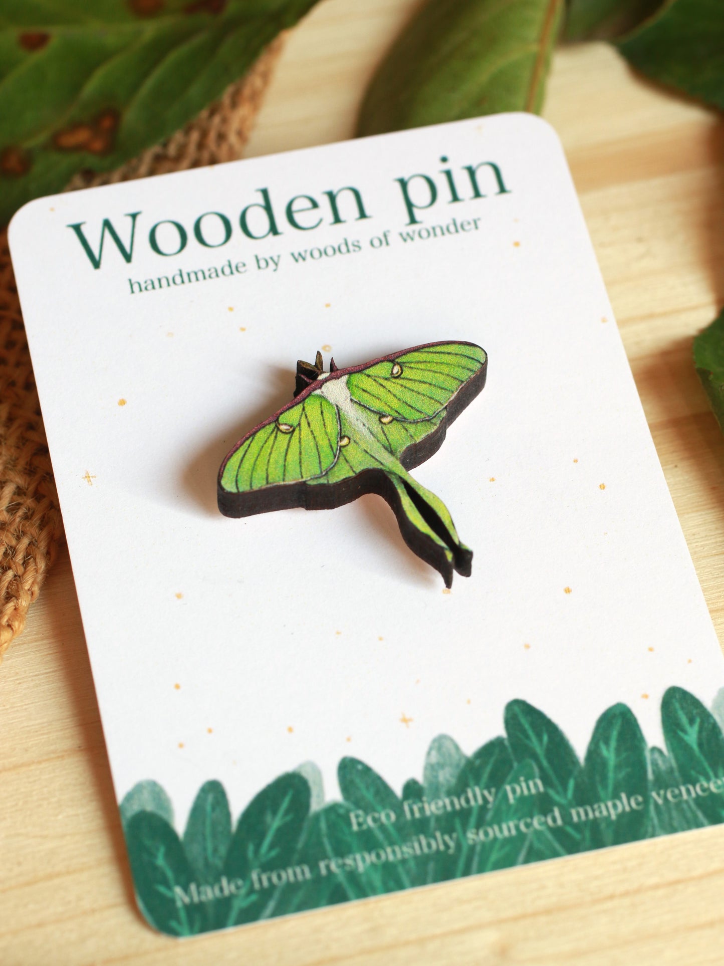 Luna moth - wooden pin