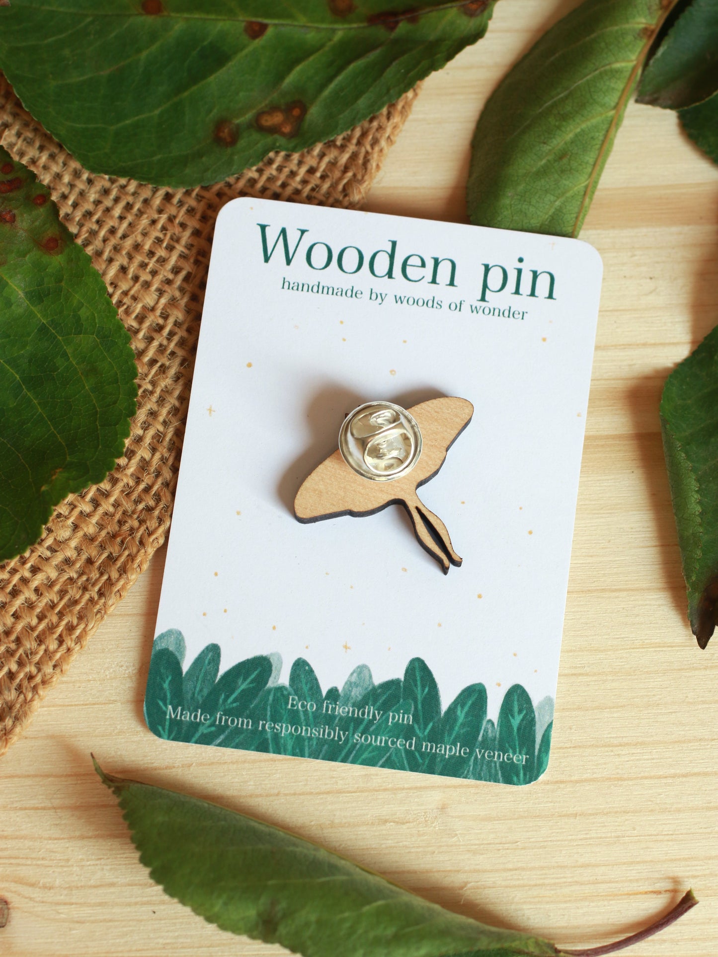 Luna moth - wooden pin