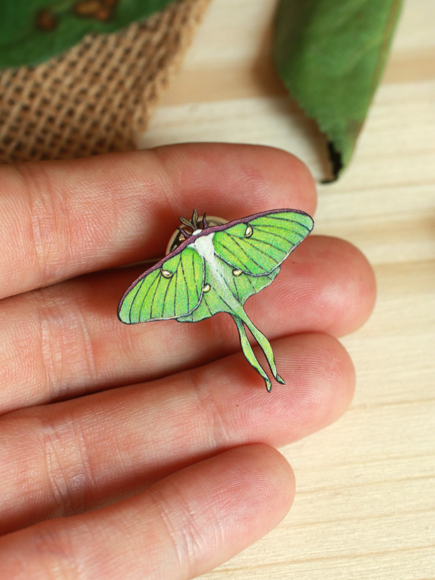 Luna moth - wooden pin