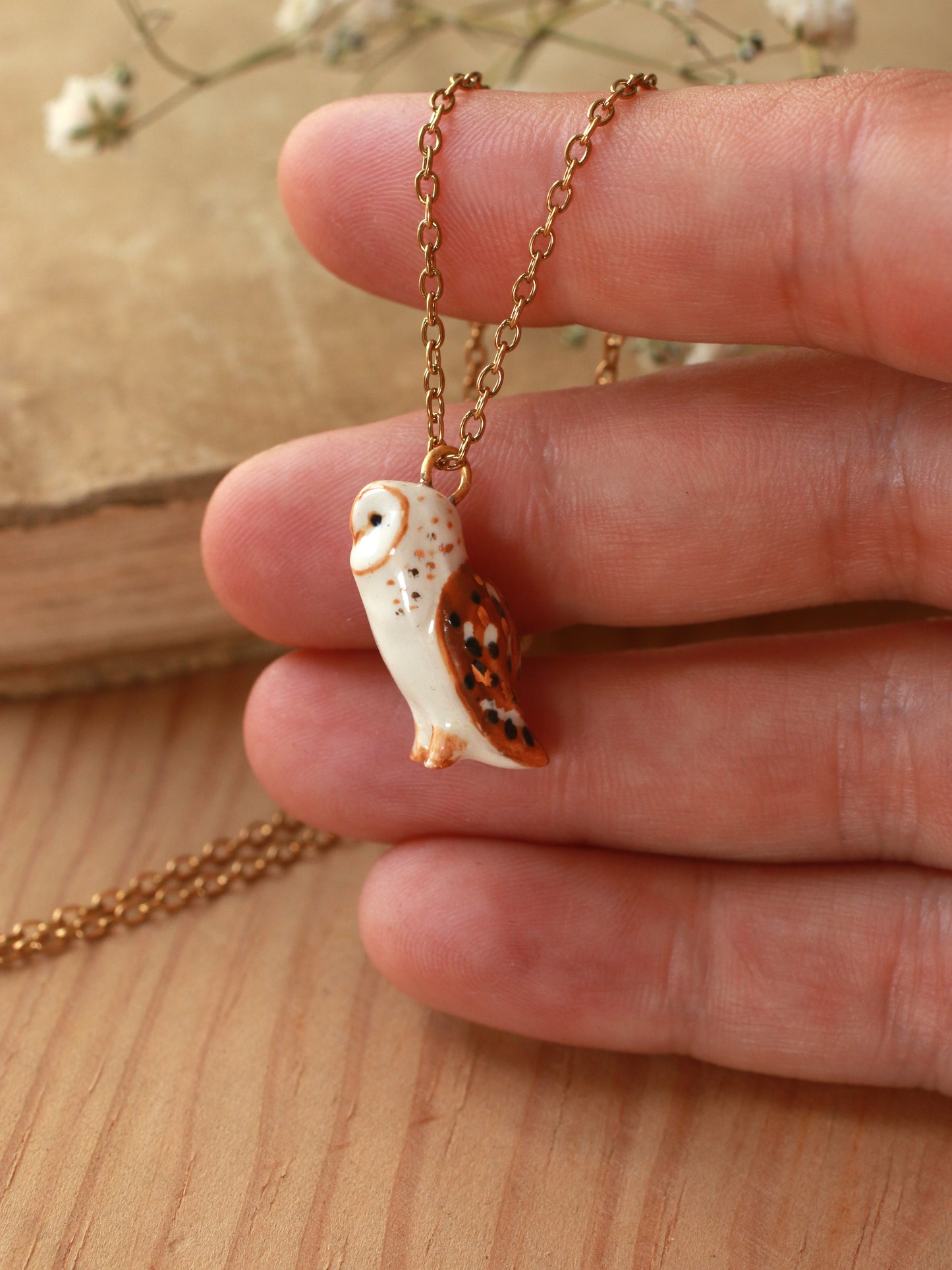 Barn owl necklace
