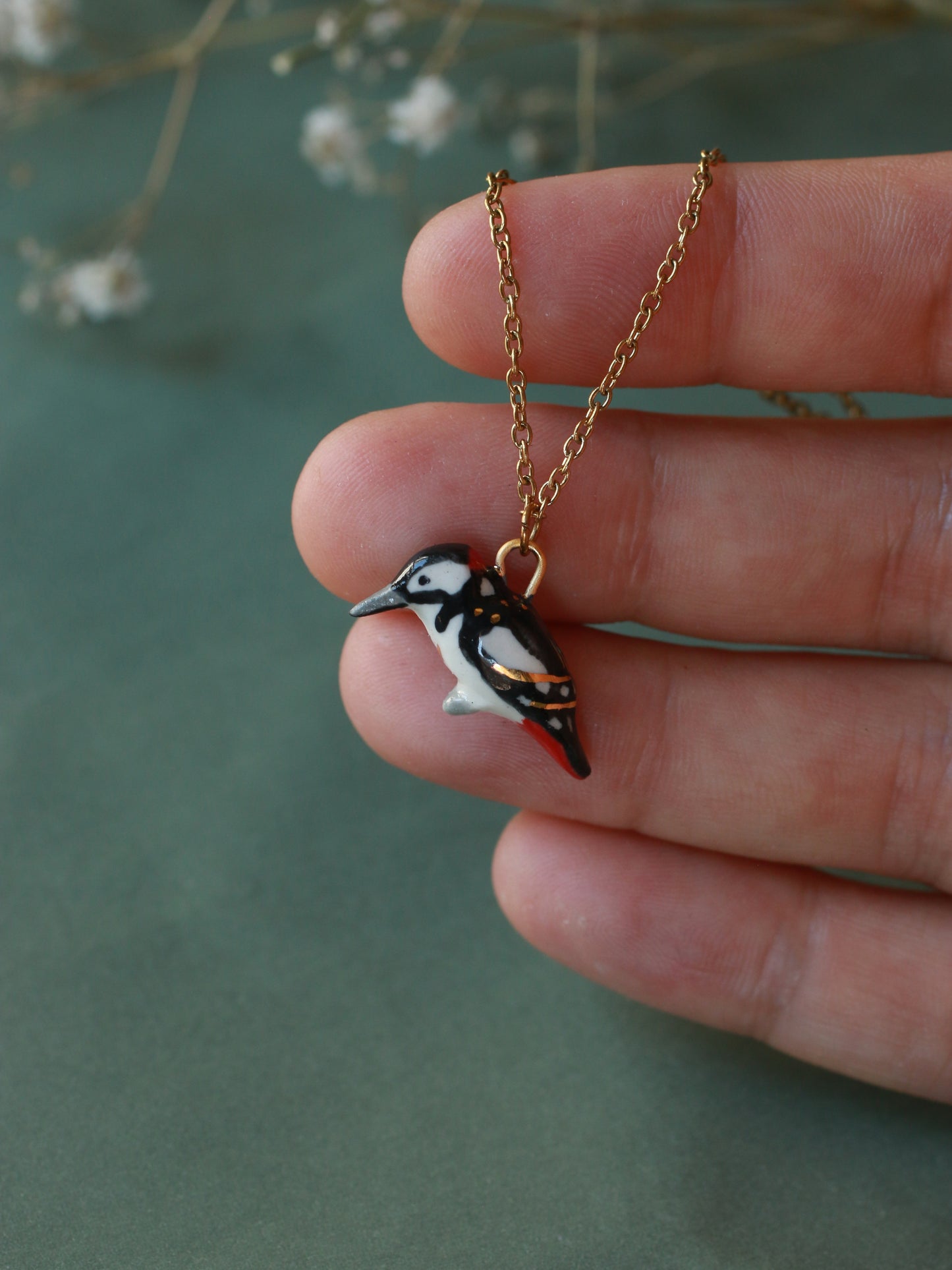 Woodpecker necklace
