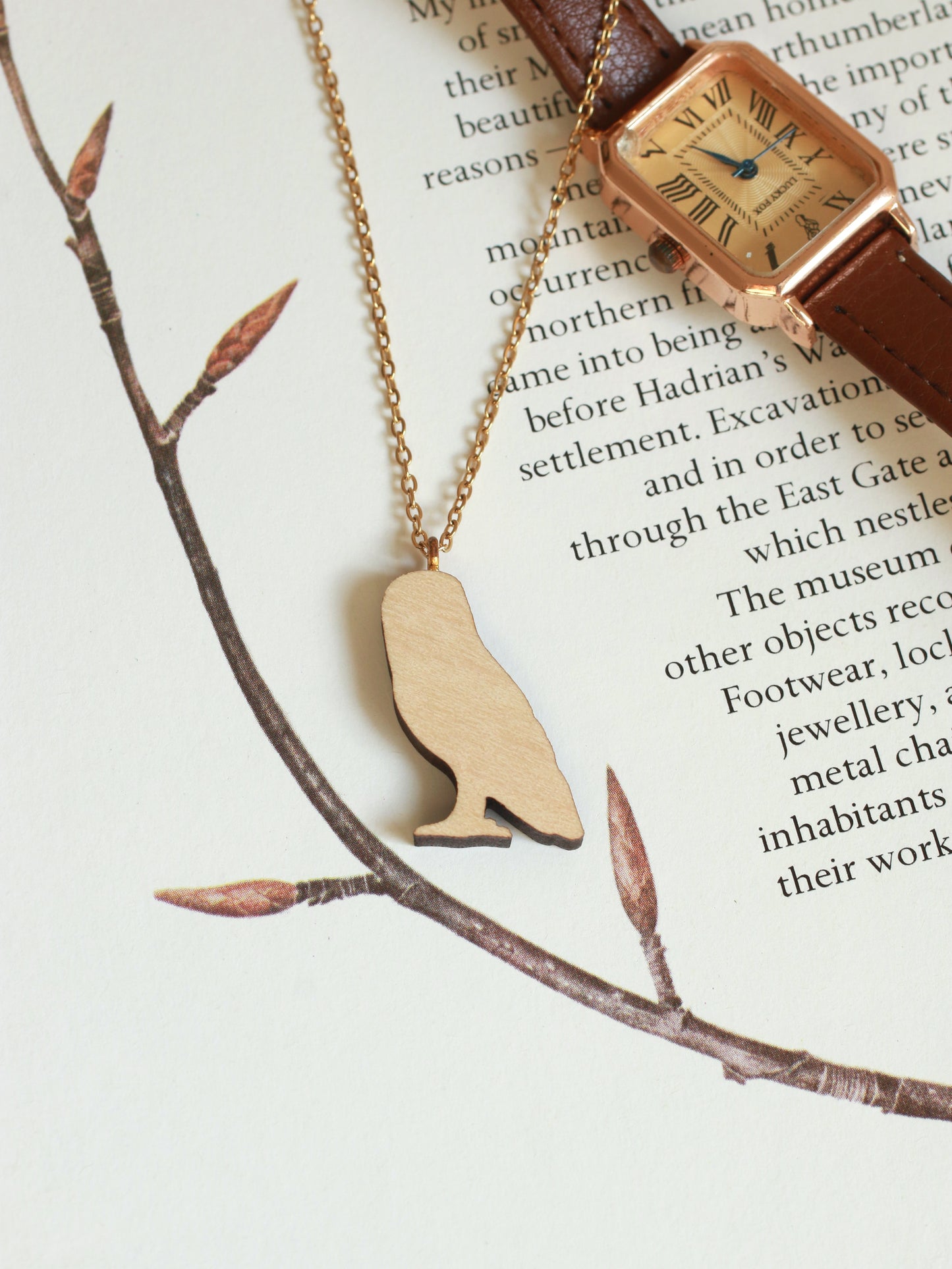 Barn owl necklace - wooden pendant
