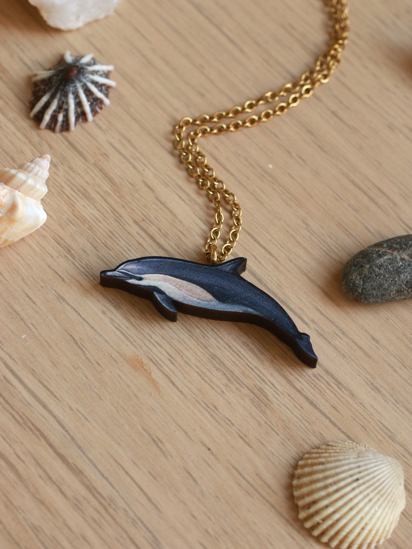 Wooden dolphin necklace