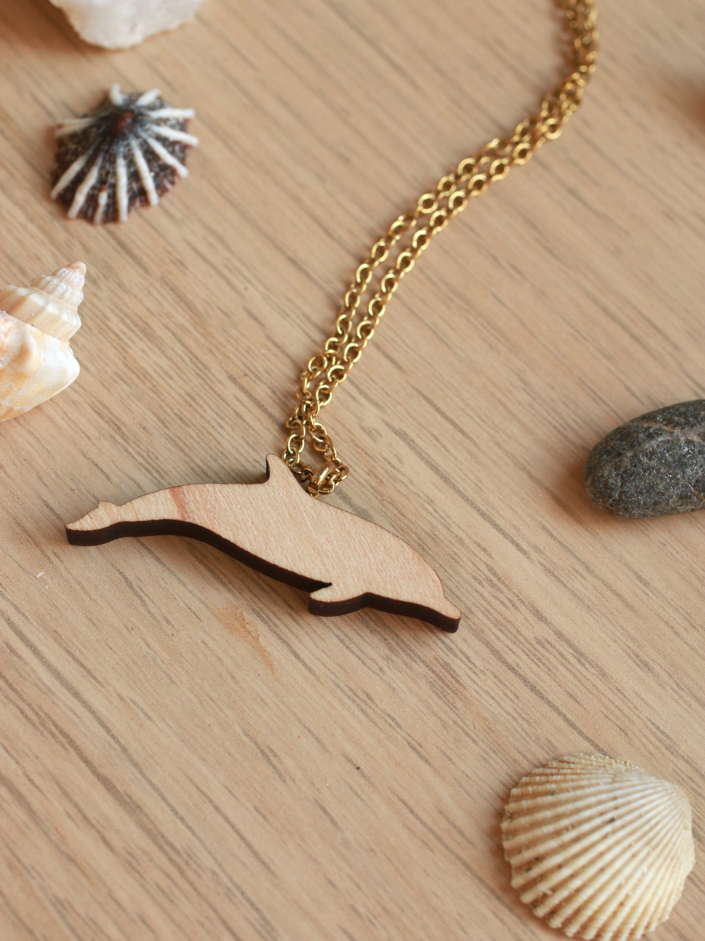 Wooden dolphin necklace