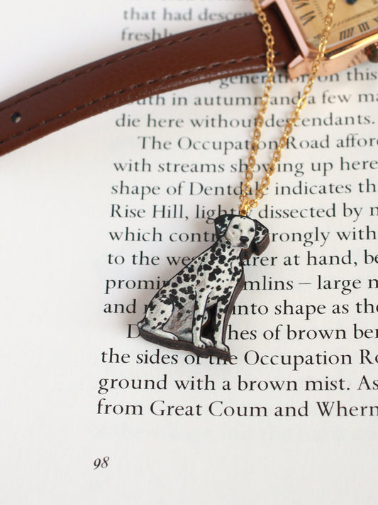 Dalmatian necklace - wooden dog pendant