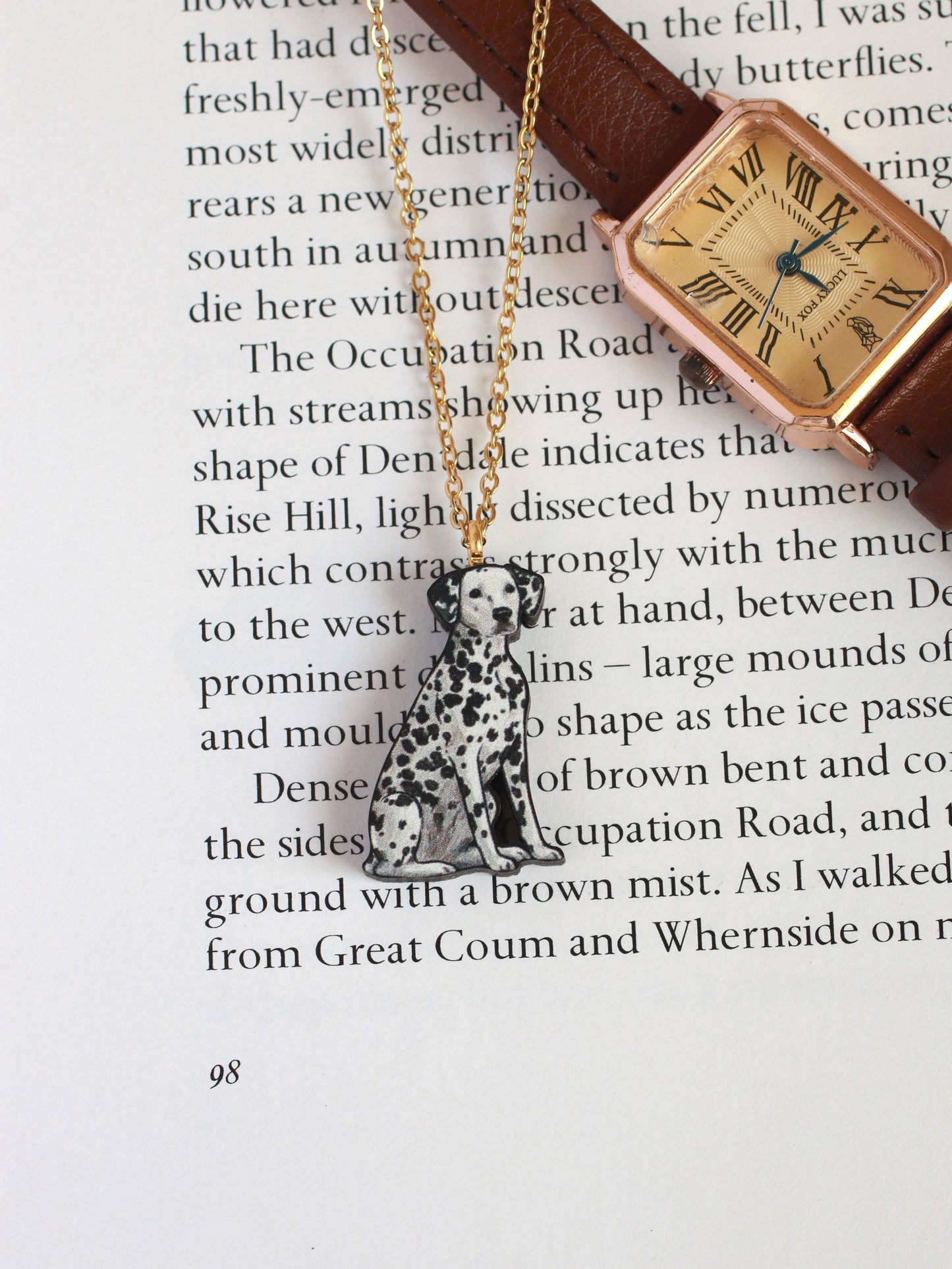 Dalmatian necklace - wooden dog pendant