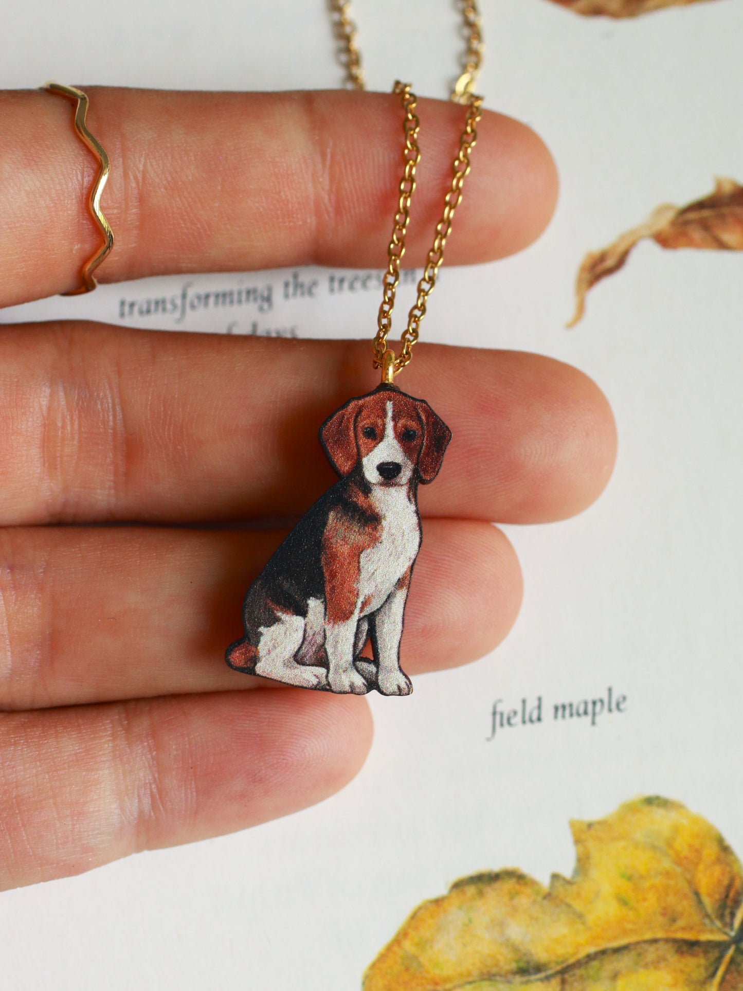 Beagle necklace - wooden dog pendant