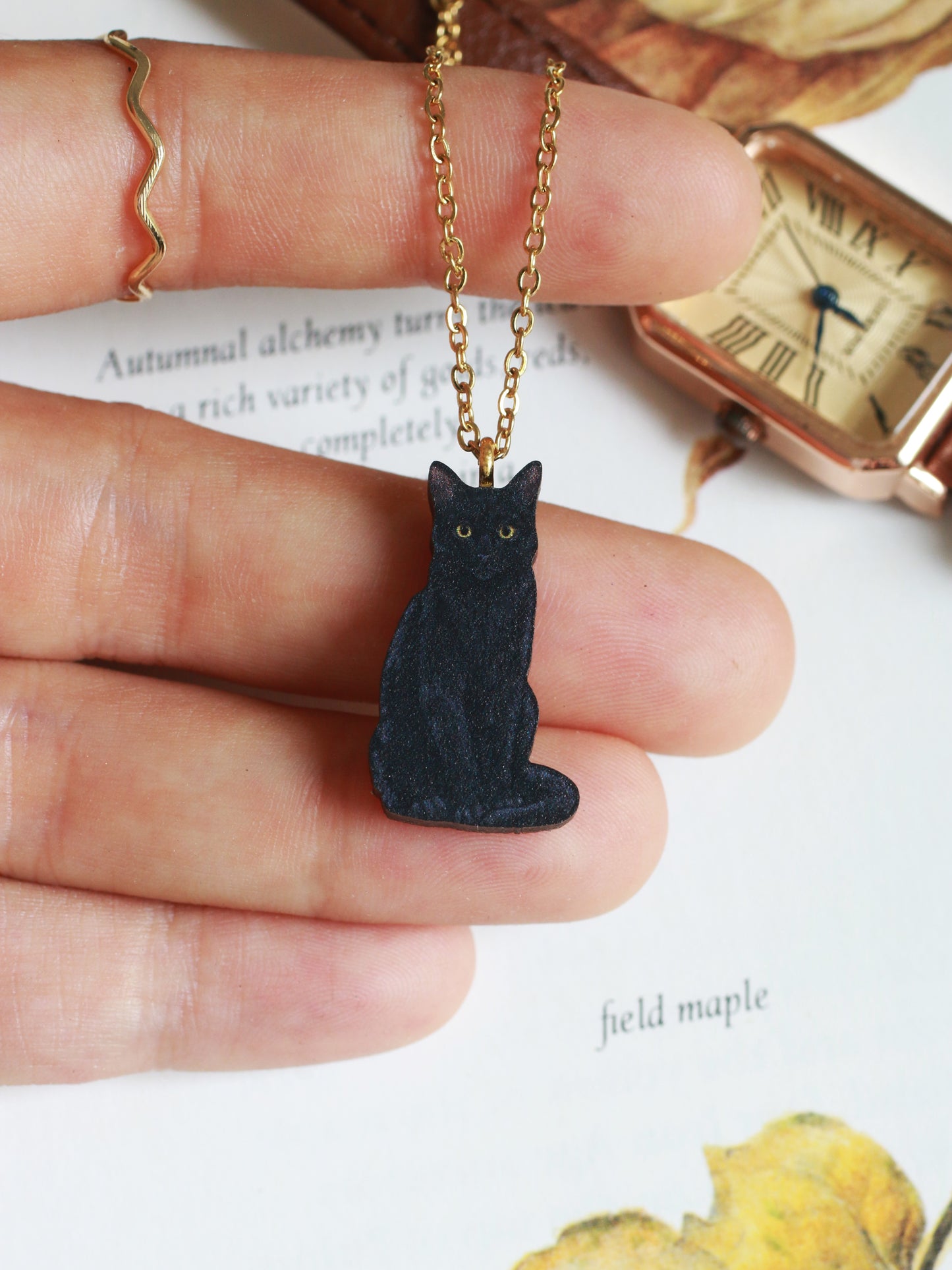 Black cat necklace