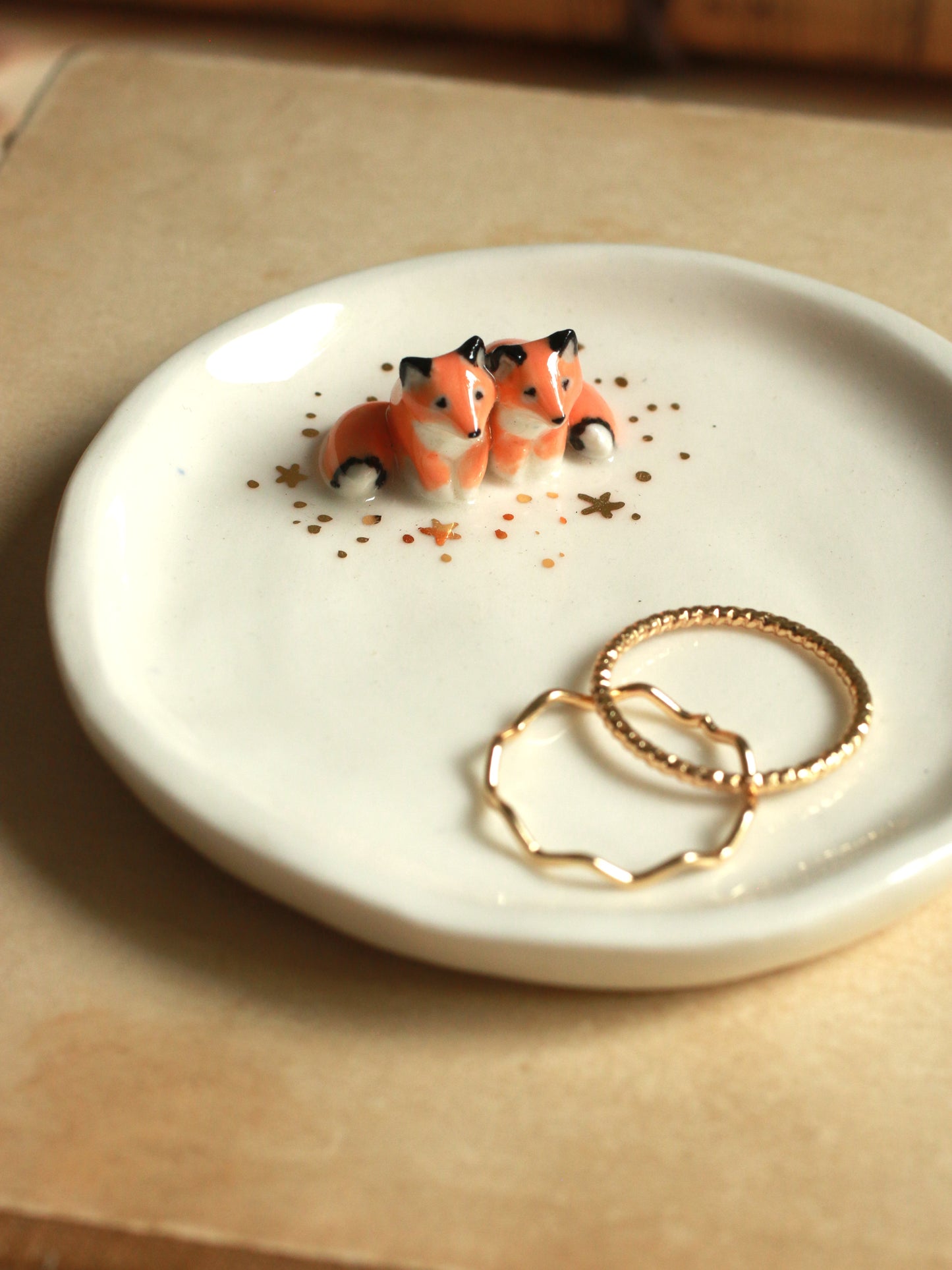 Foxes Ring Dish - Porcelain jewelry dish
