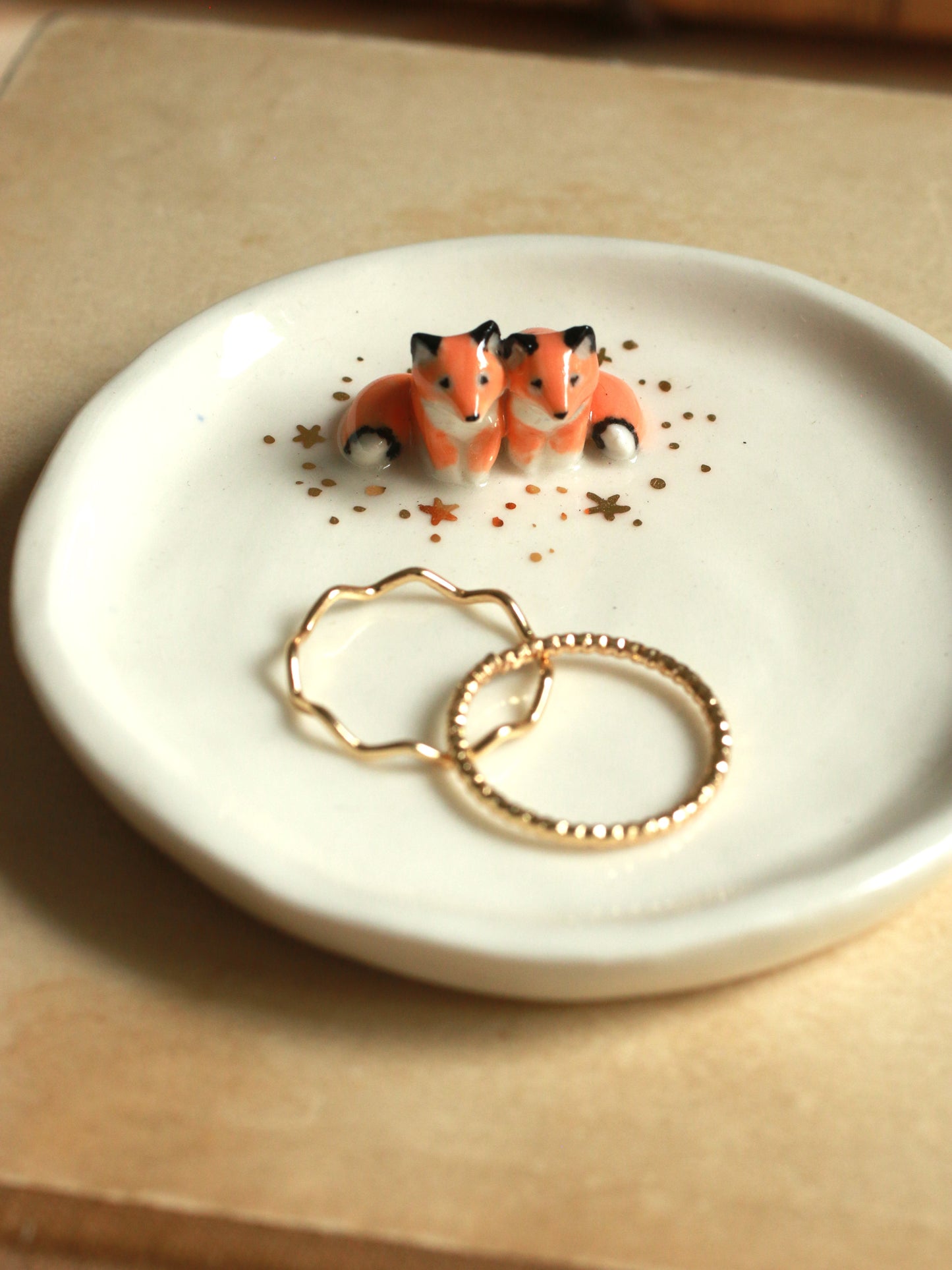 Foxes Ring Dish - Porcelain jewelry dish