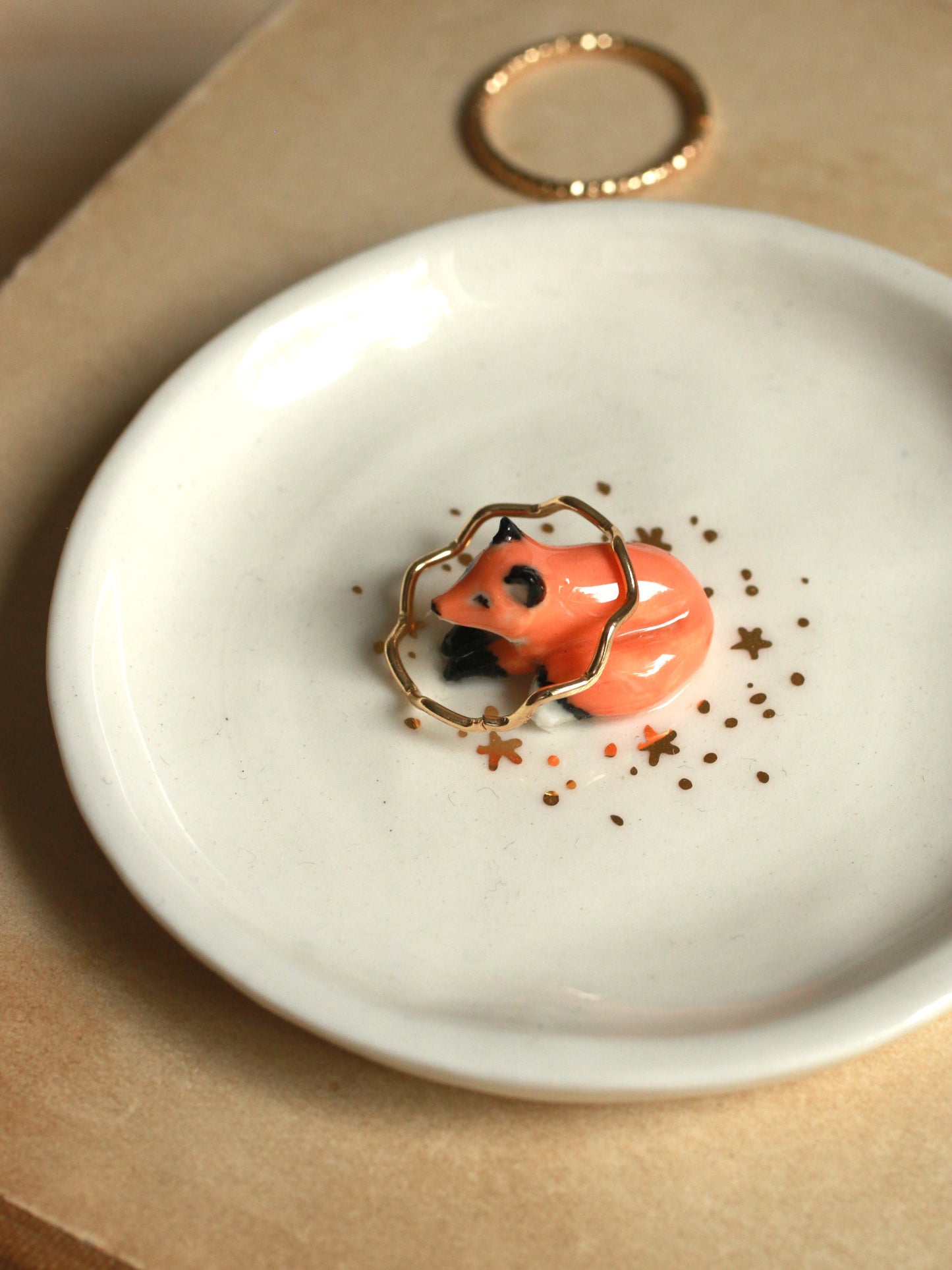 Fox Ring Dish - Porcelain jewelry dish