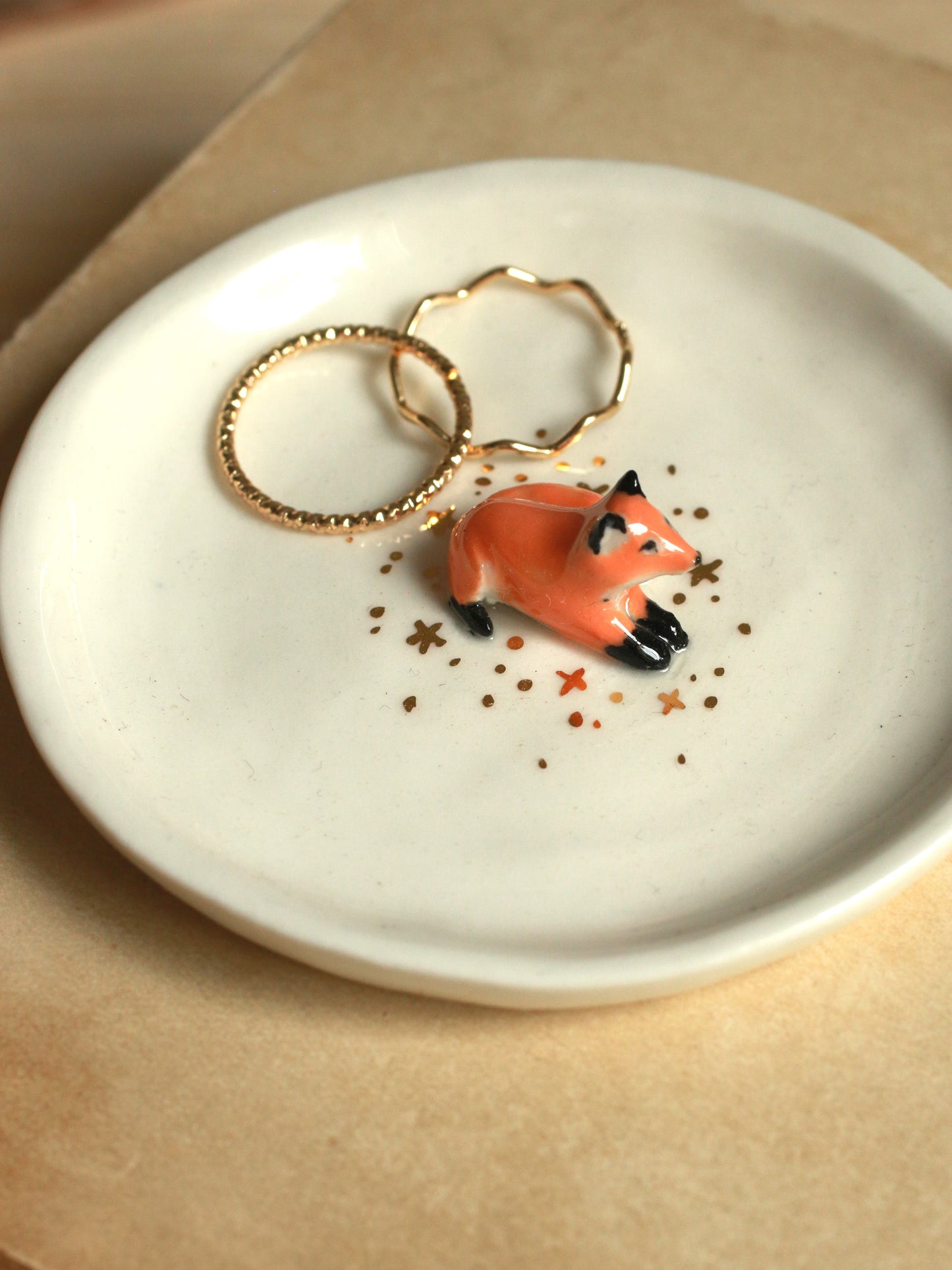 Fox Ring Dish - Porcelain jewelry dish