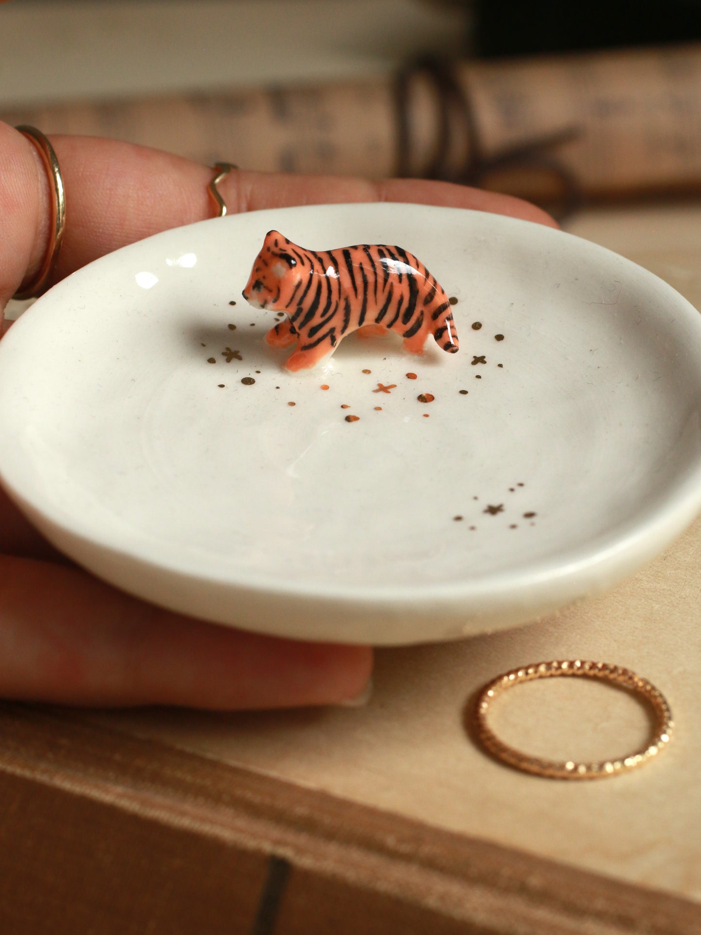Tiger Ring Dish - Porcelain jewelry dish