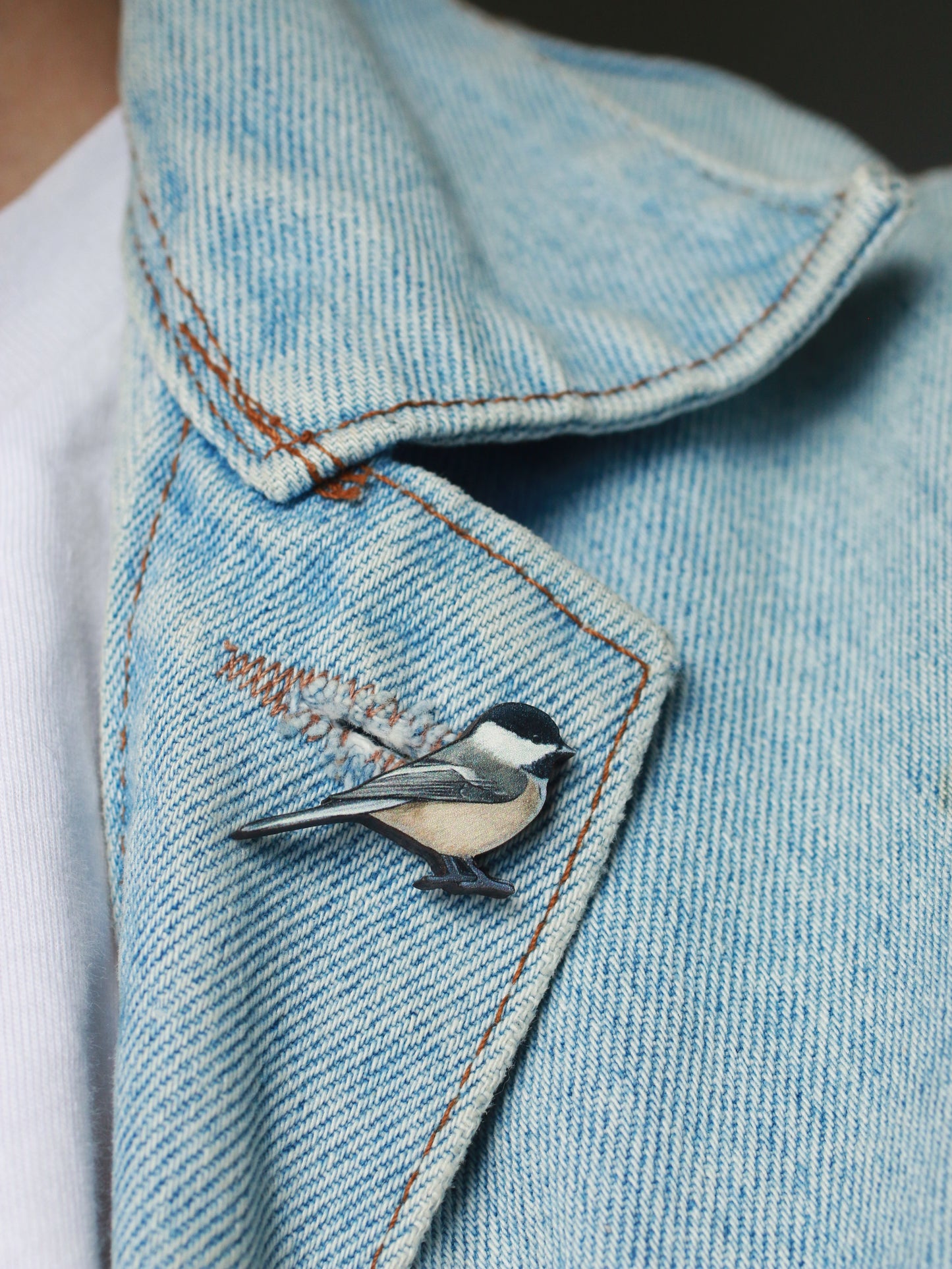 Chickadee wooden pin