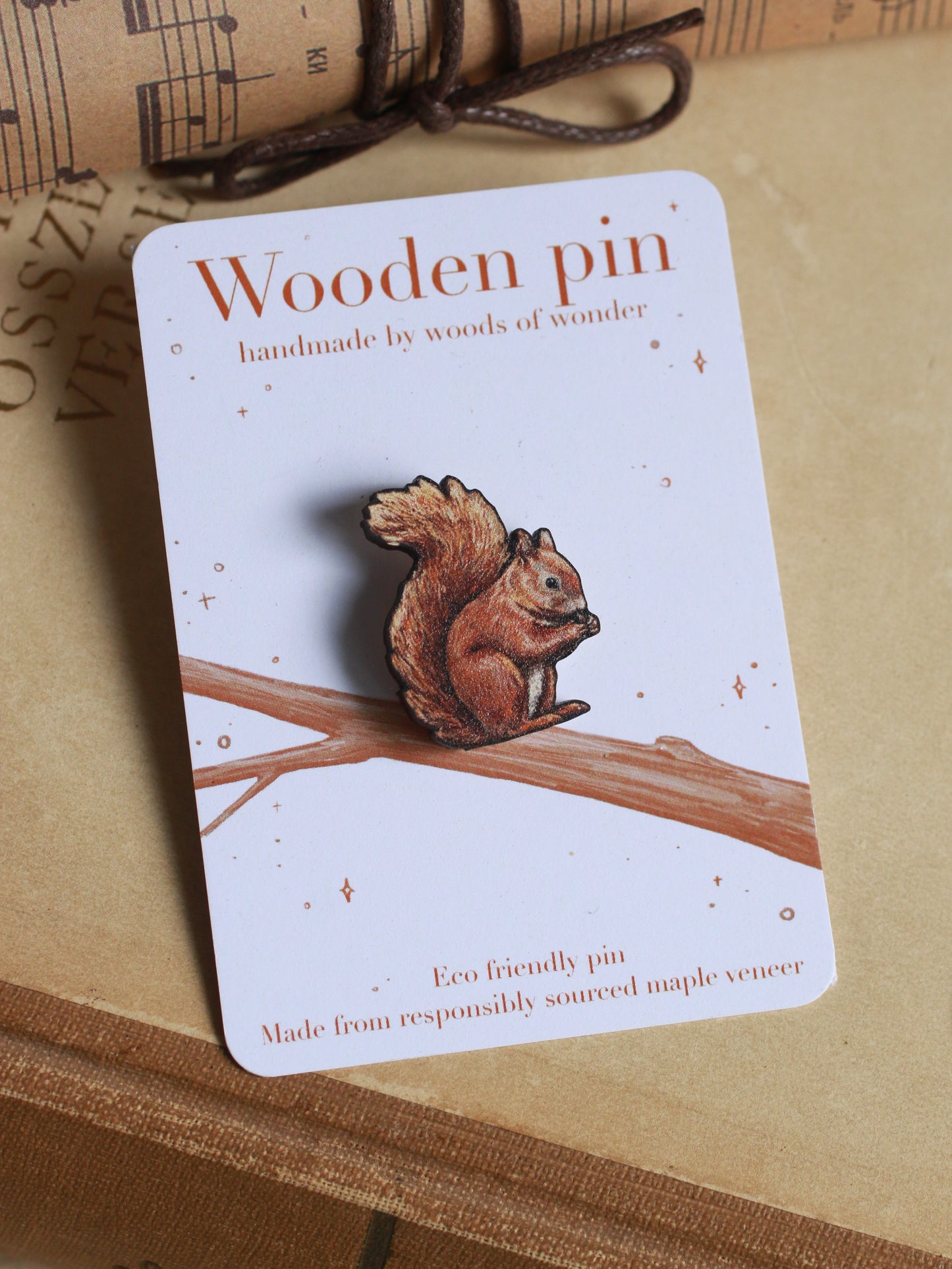 Wooden squirrel pin
