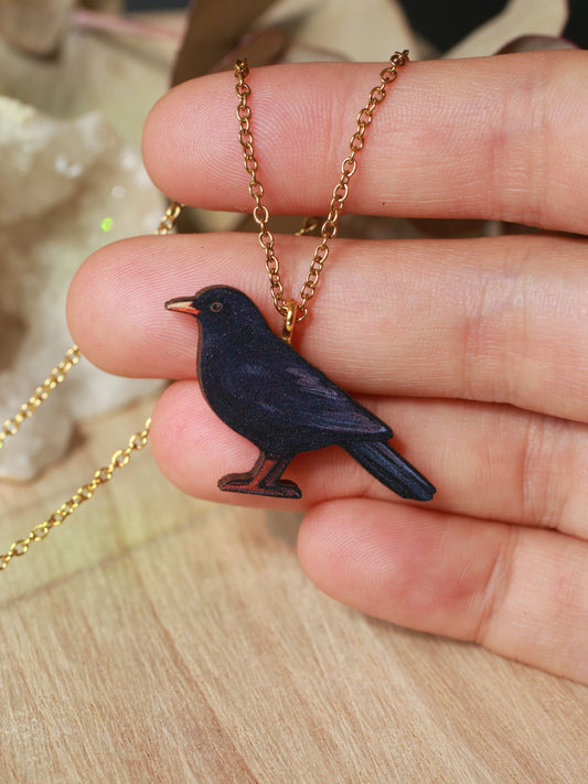 Black bird necklace