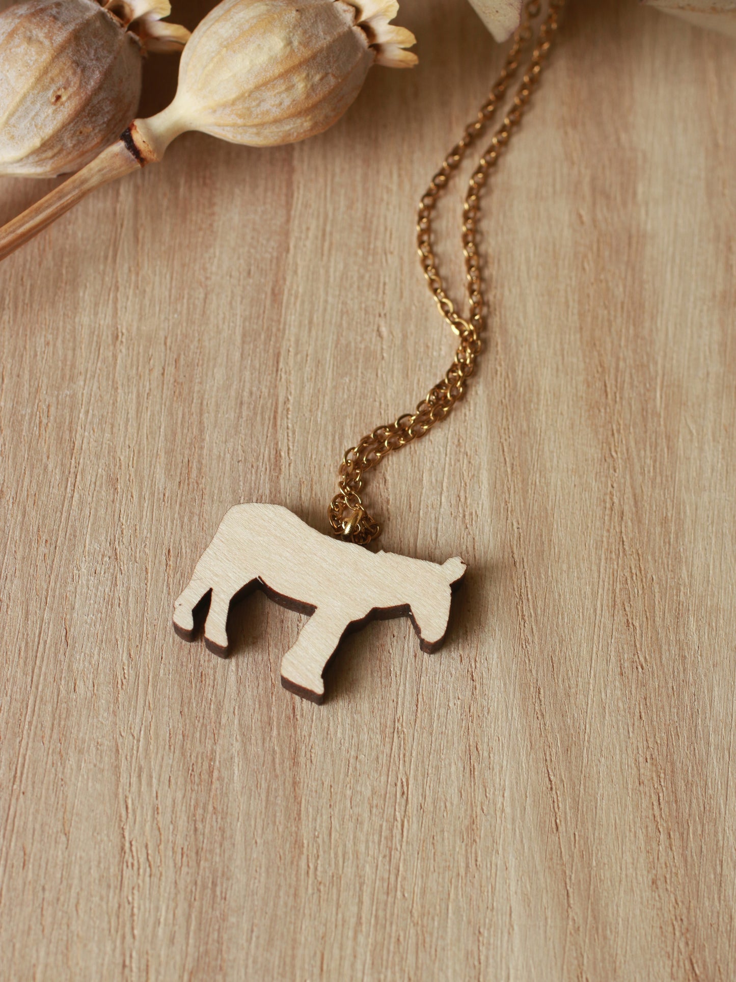 Donkey necklace - wooden donkey pendant