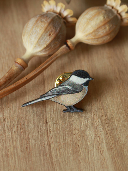 Chickadee wooden pin