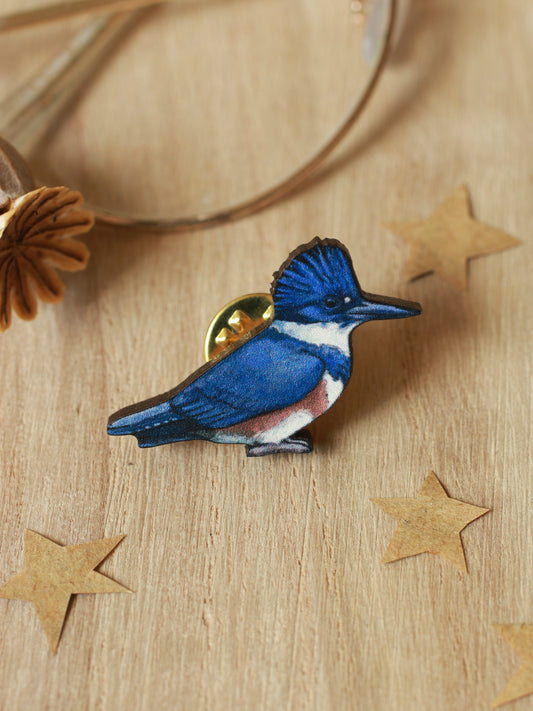 Belted kingfisher pin