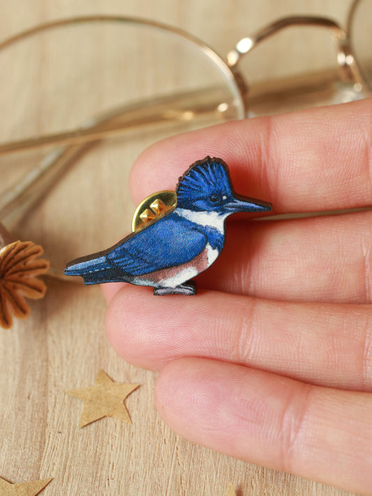 Belted kingfisher pin