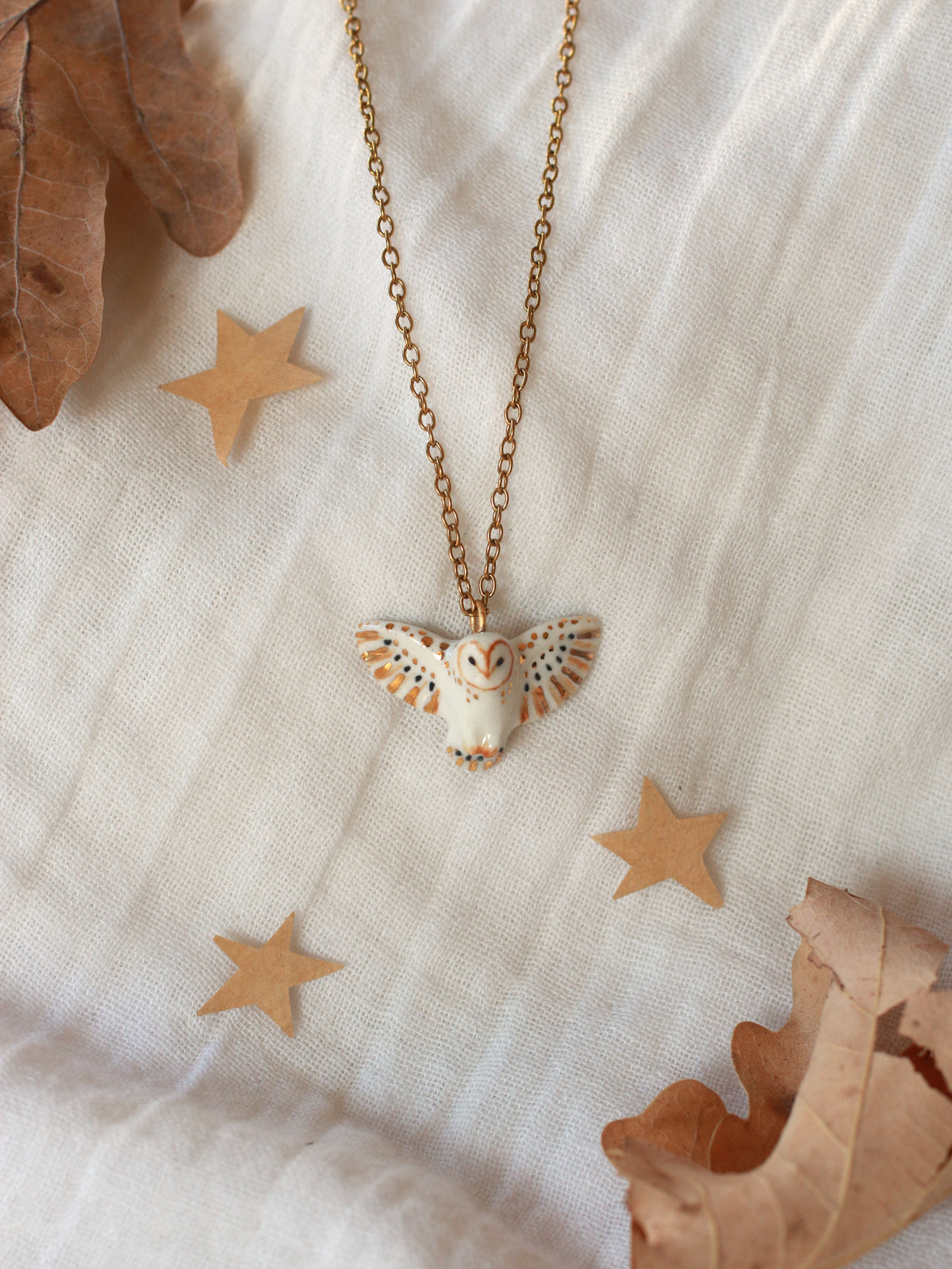 White barn owl necklace
