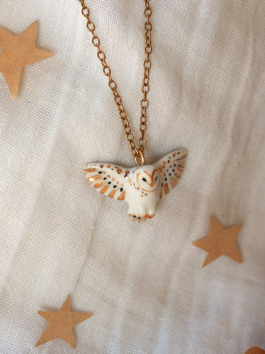 White barn owl necklace