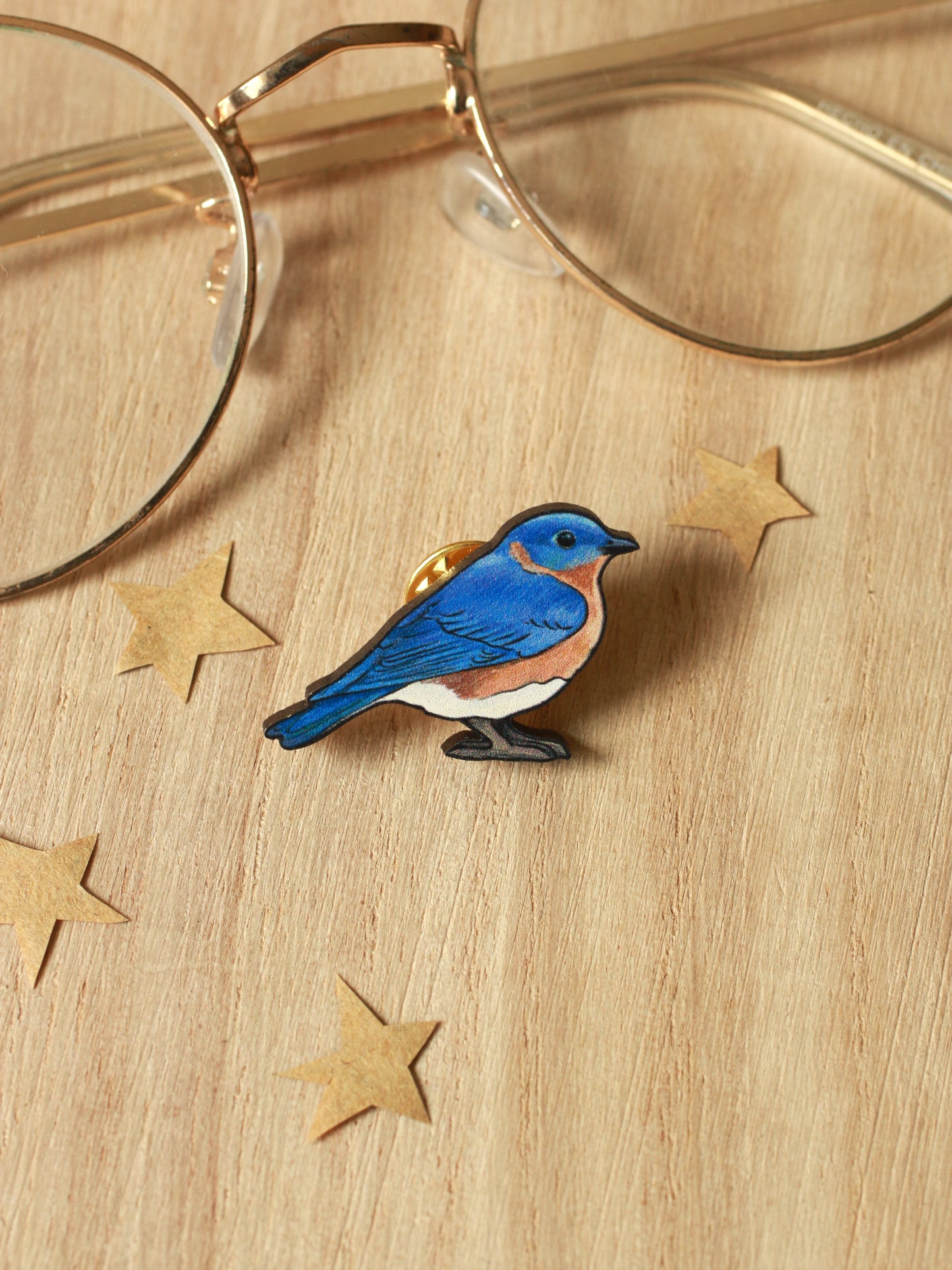Blue bird wooden pin