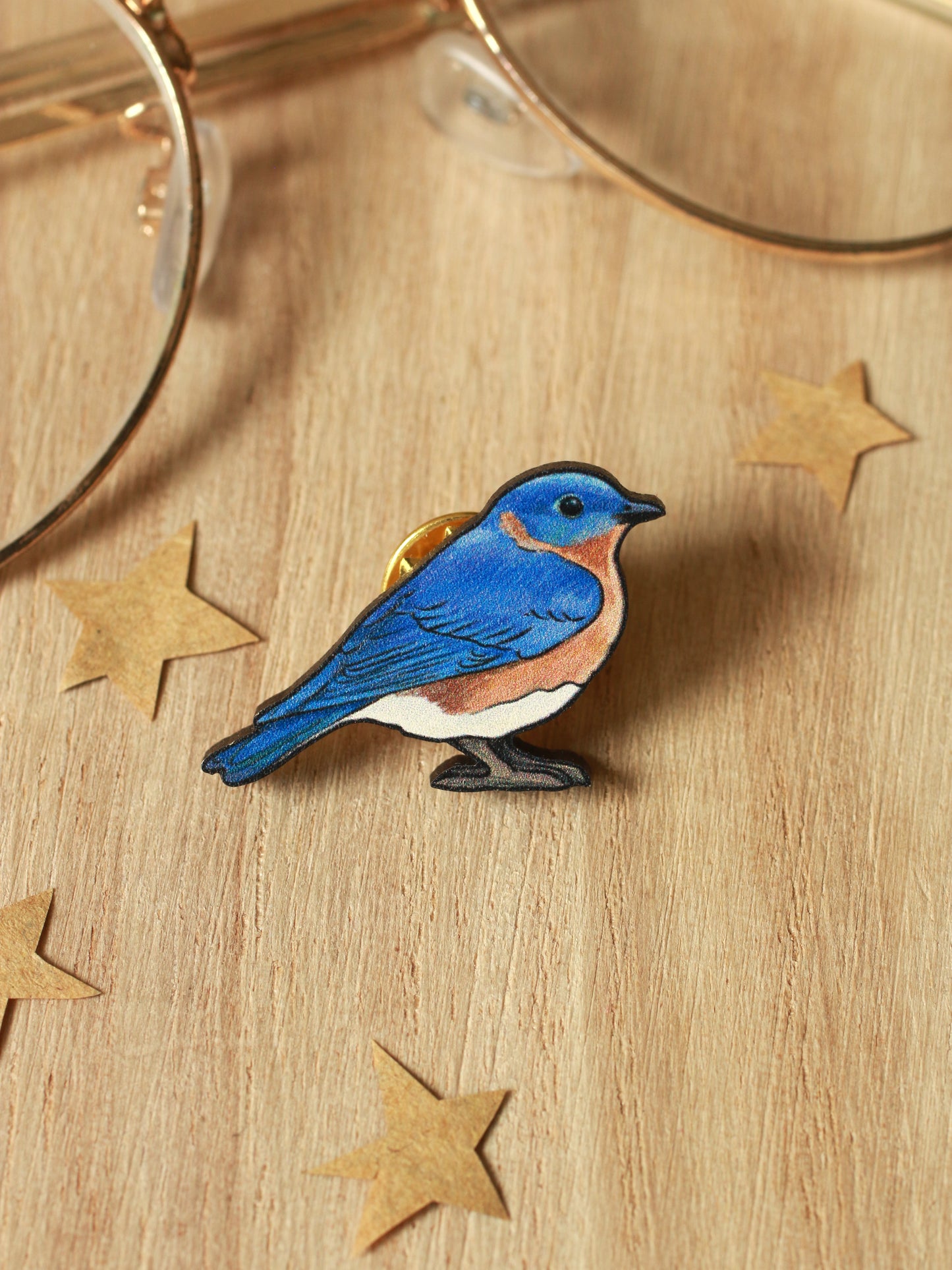 Blue bird wooden pin
