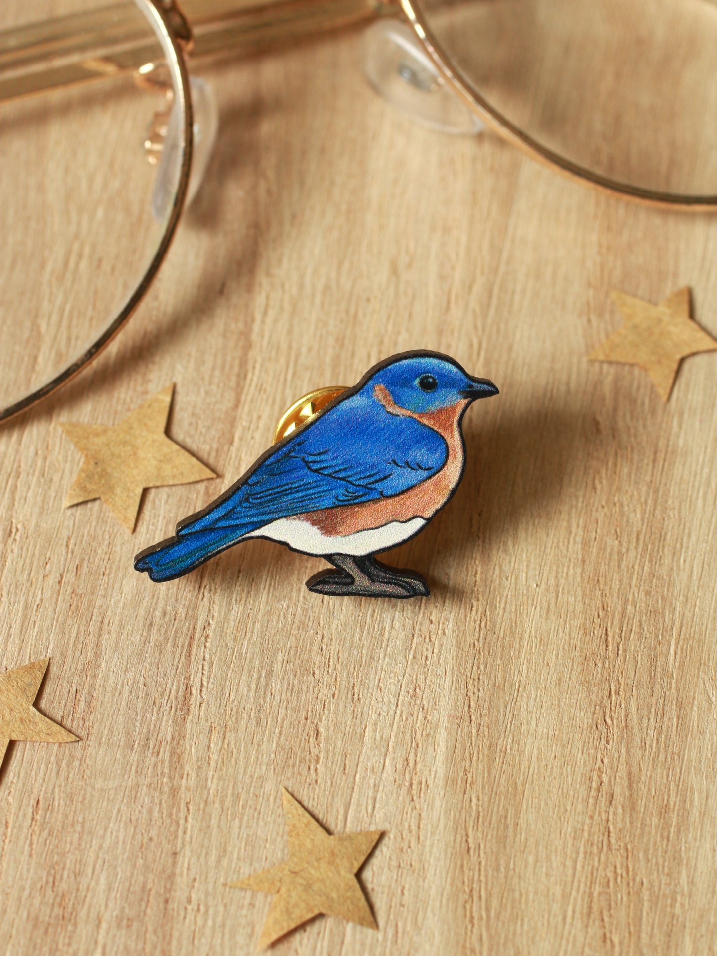 Blue bird wooden pin