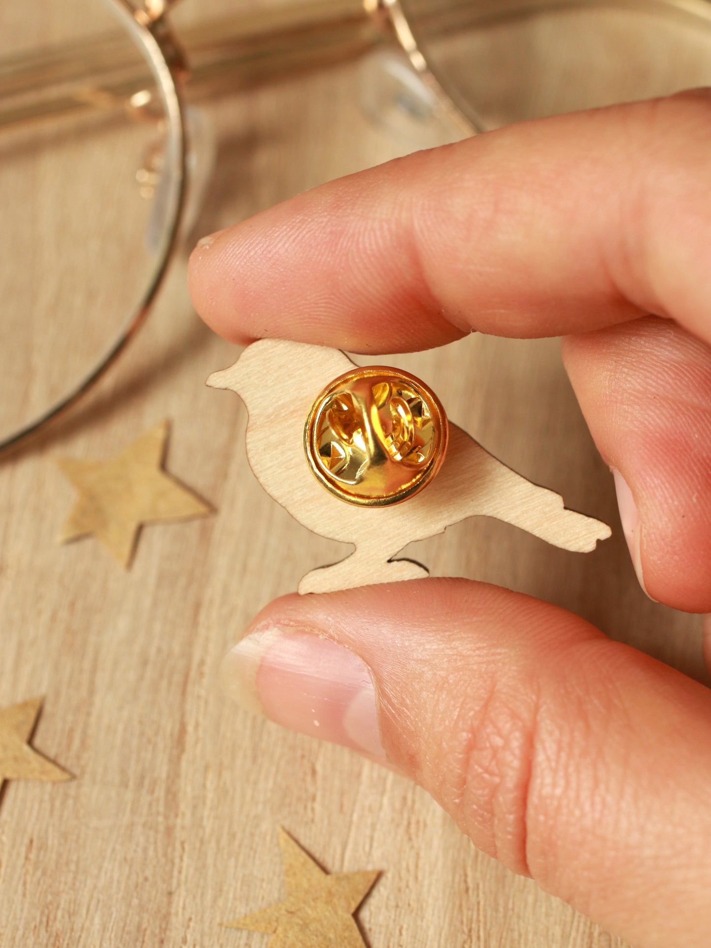 Blue bird wooden pin