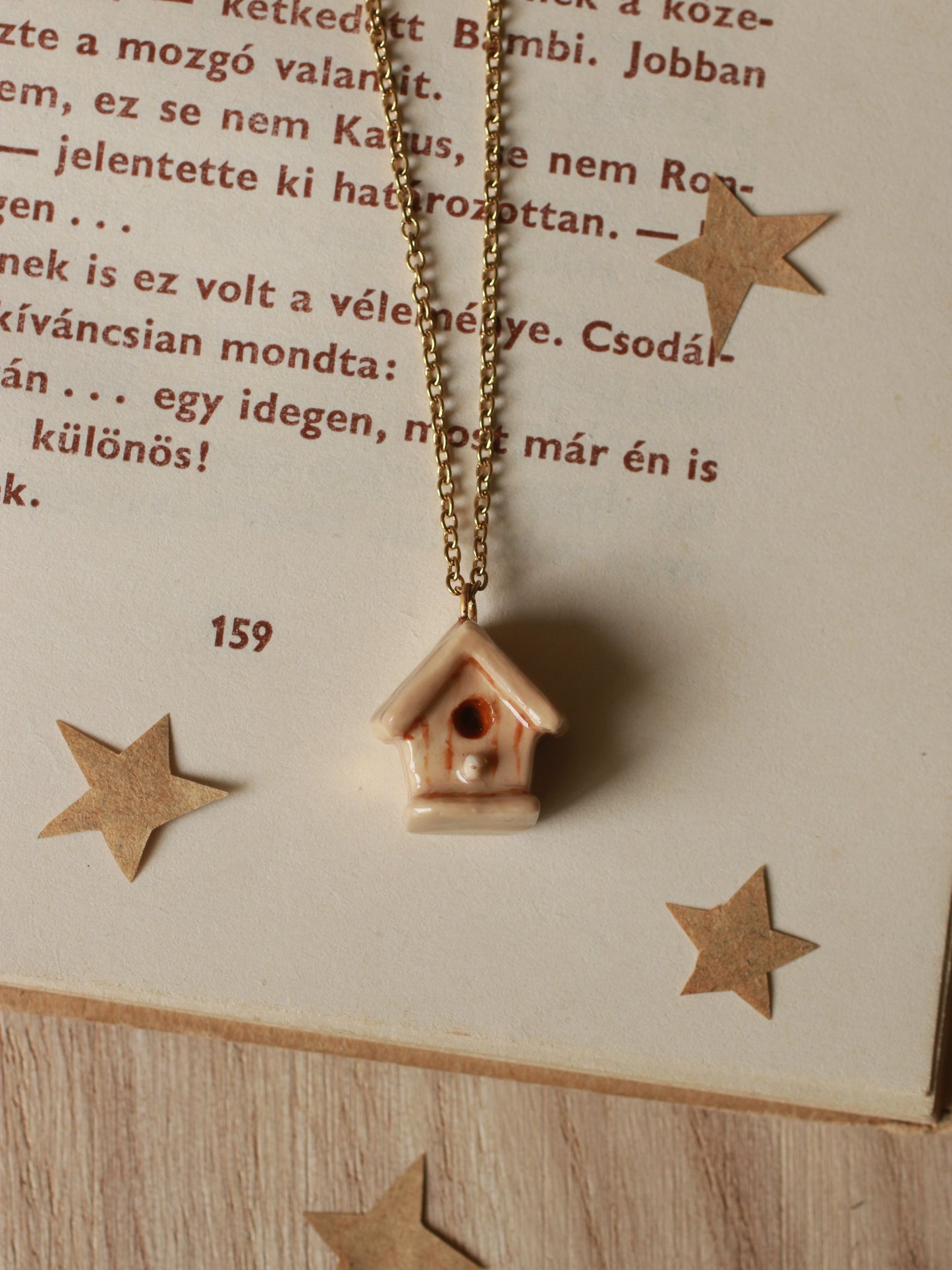 Bird house necklace