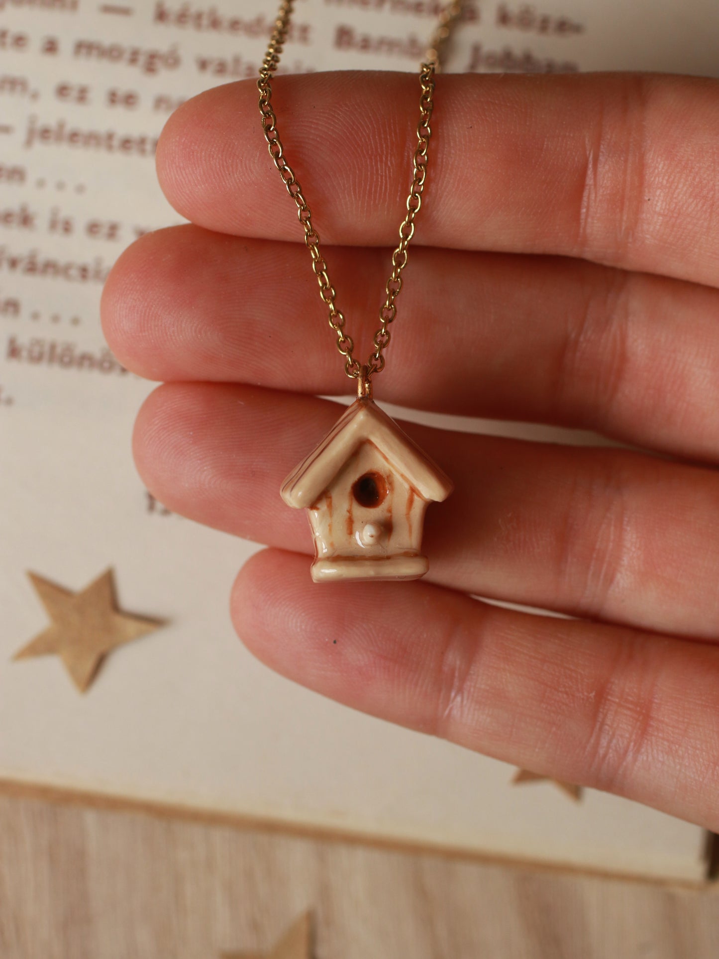 Bird house necklace