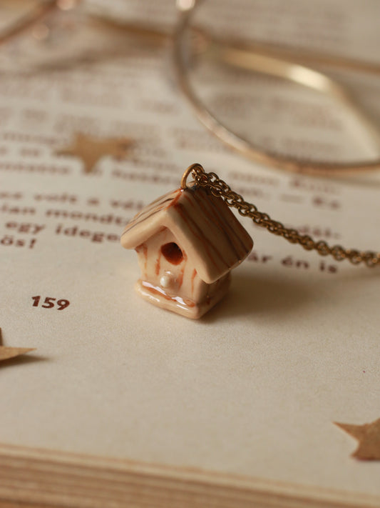 Bird house necklace