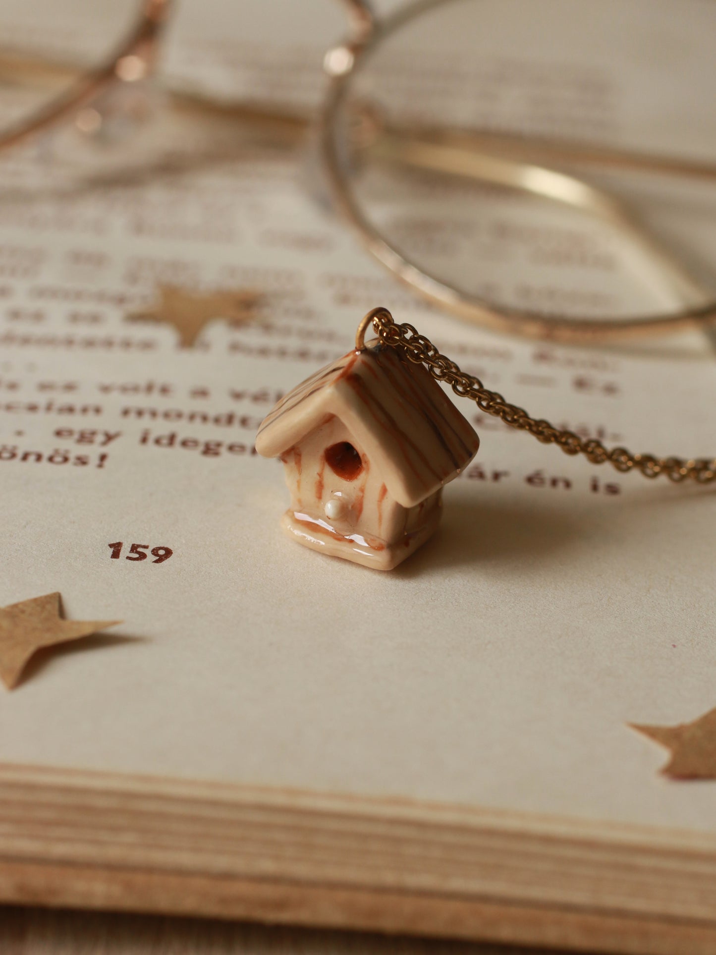 Bird house necklace