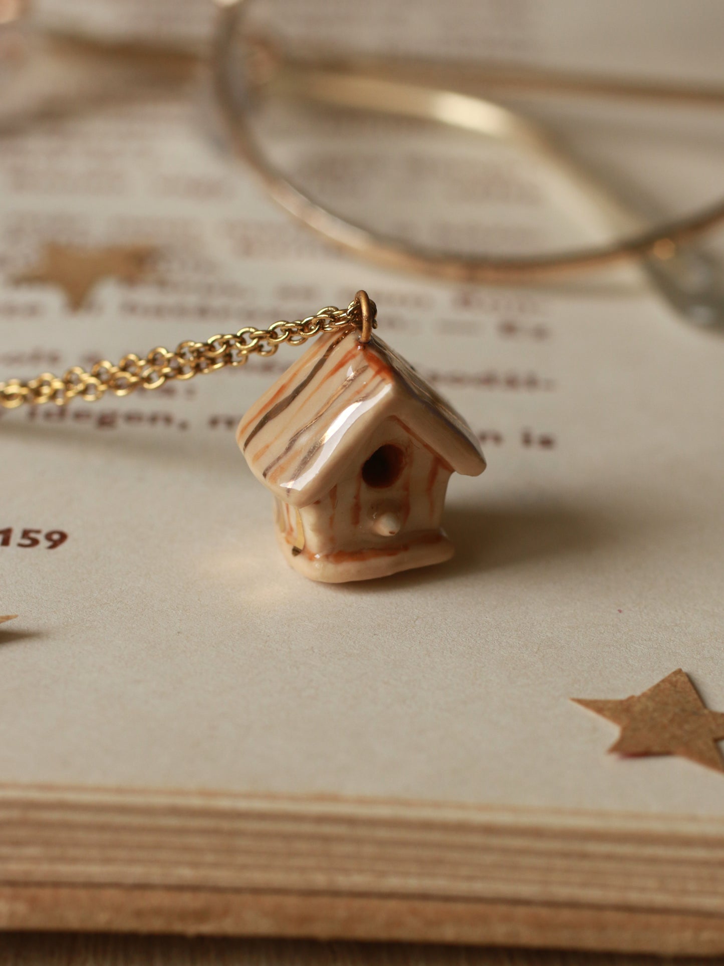Bird house necklace