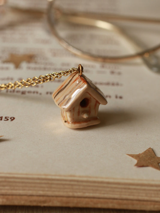 Bird house necklace