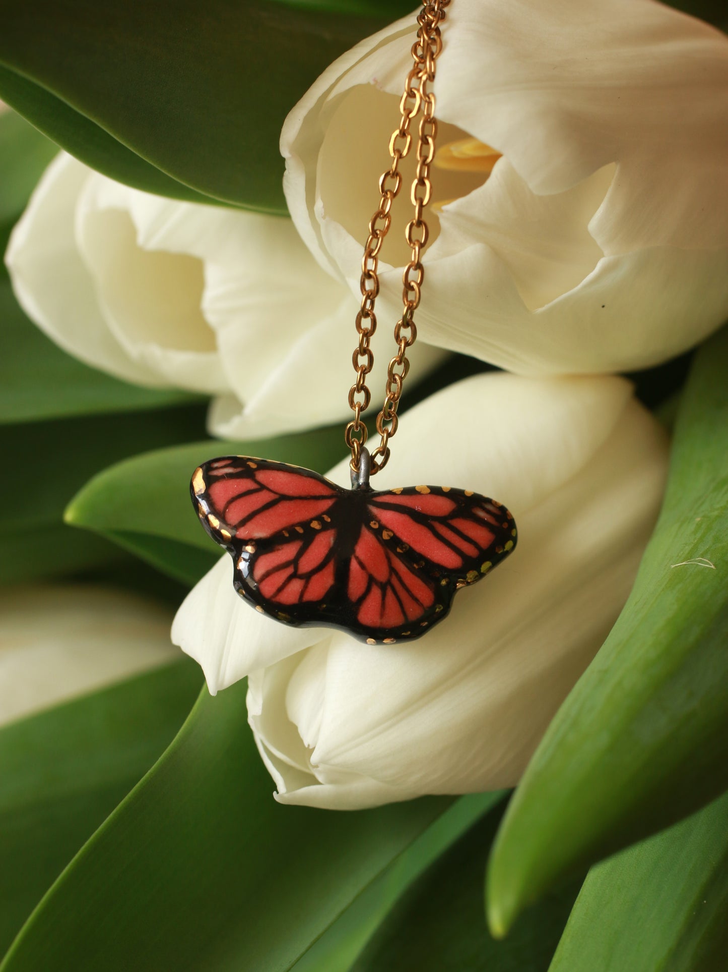 Monarch butterfly necklace
