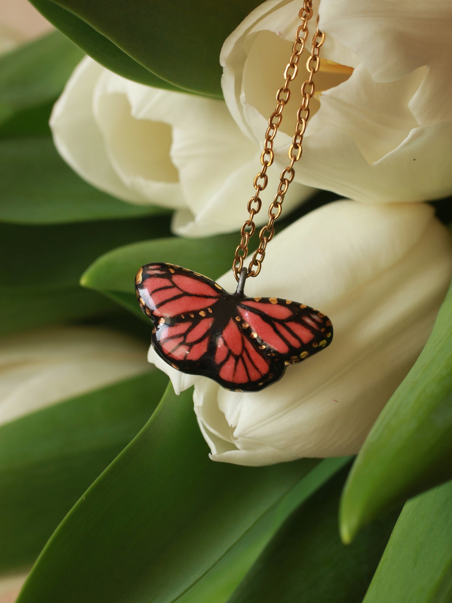 Monarch butterfly necklace